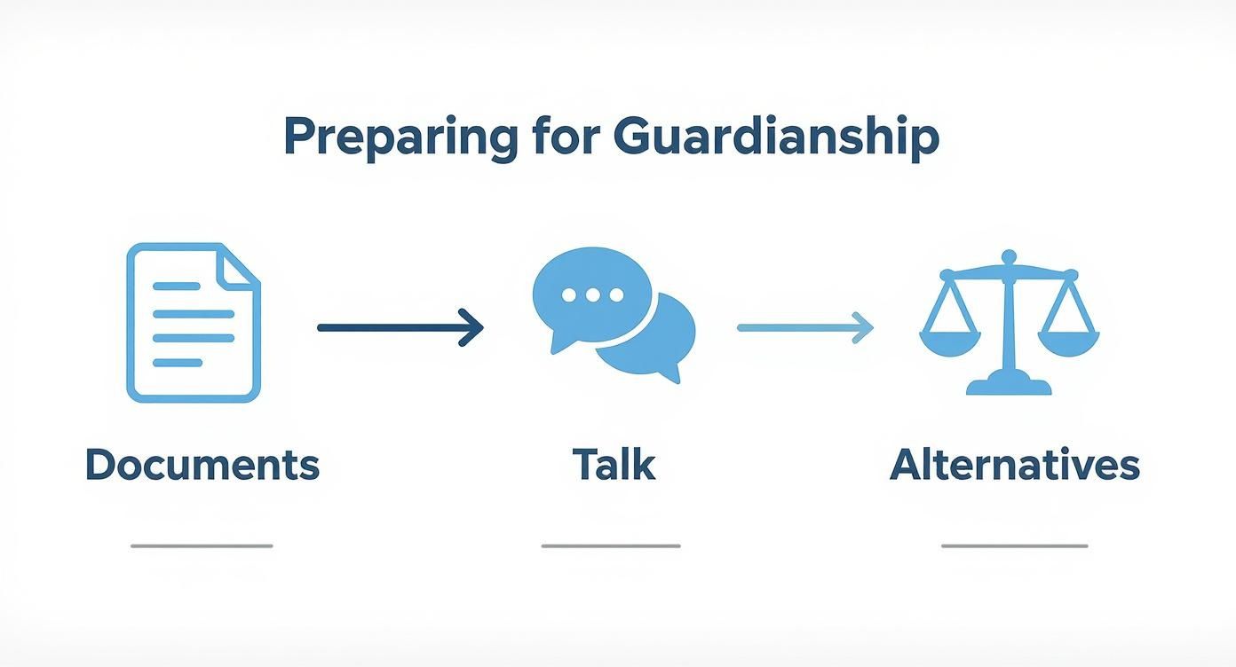 Infographic about how to gain guardianship of a parent