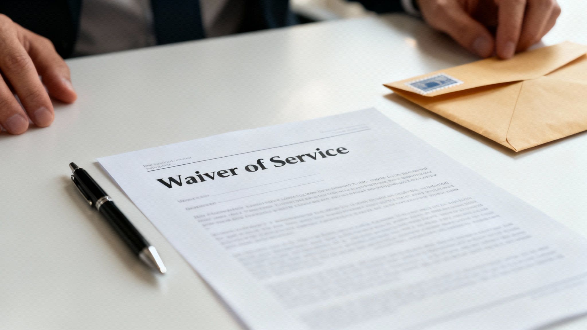 A legal document being signed with a pen, signifying an important procedural step.