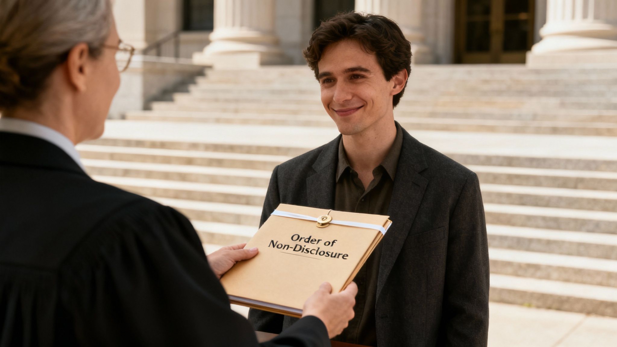 A person walking on a sunlit path, symbolizing a hopeful future after legal troubles.
