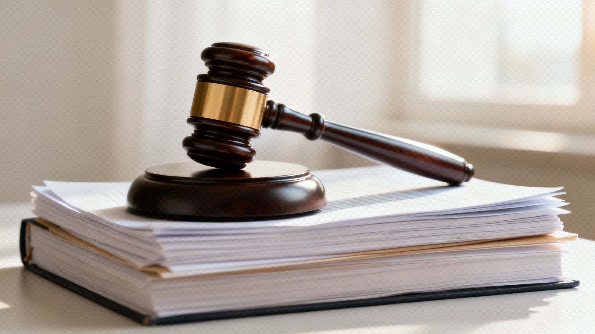 Gavel resting on stacked legal documents, symbolizing the appeals process in family law cases.