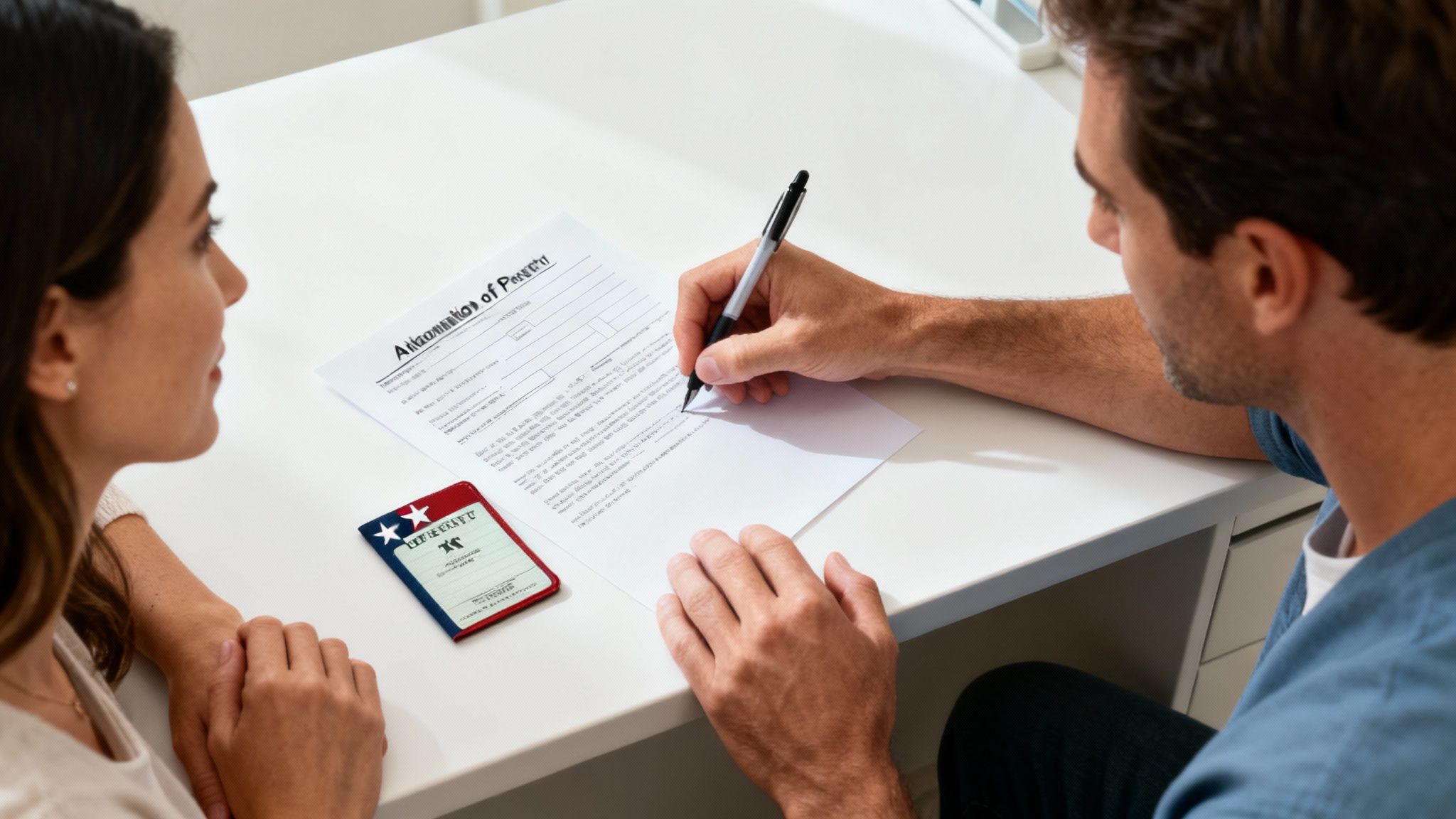 A father holds his child's small hand, symbolizing the legal connection he is seeking.