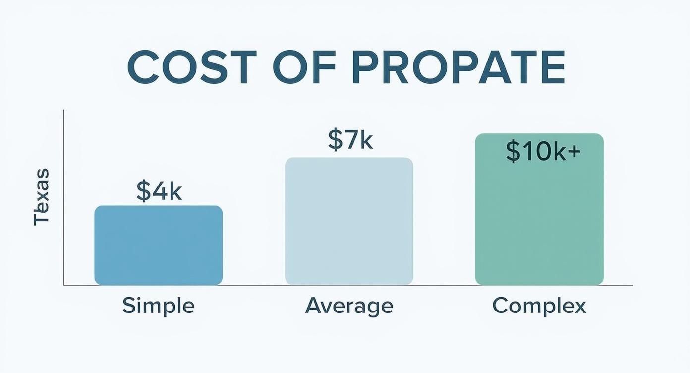 Infographic about cost to probate a will in texas