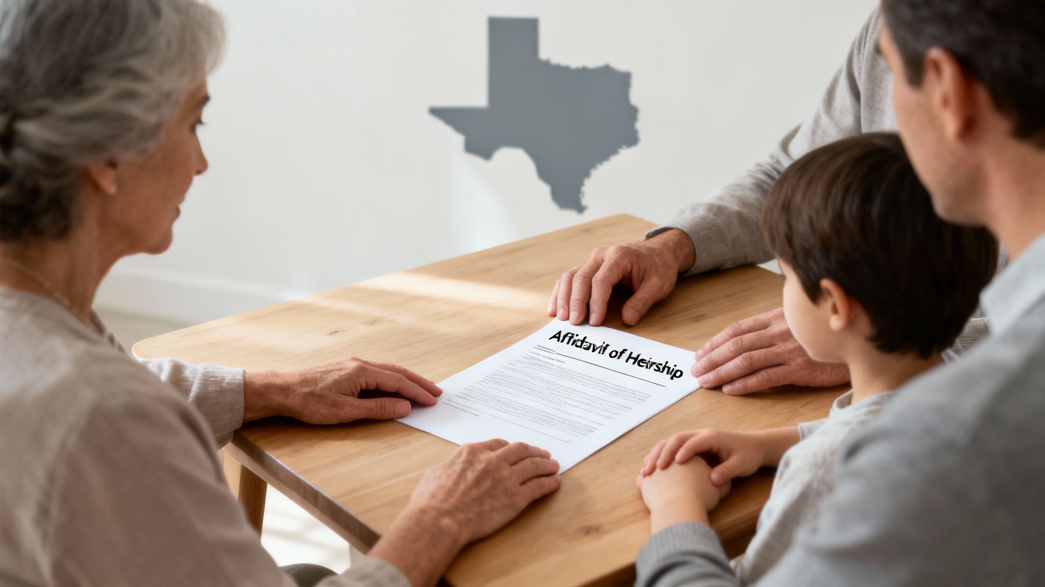 A family reviewing legal documents with a lawyer, showing care and support.
