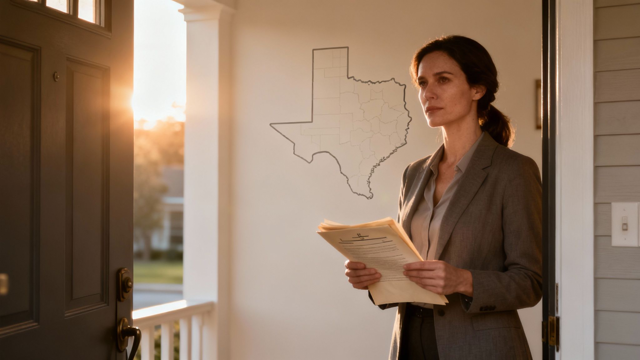 A person sitting at a desk, looking at legal documents with a serious expression, symbolizing the weight of filing for protection.