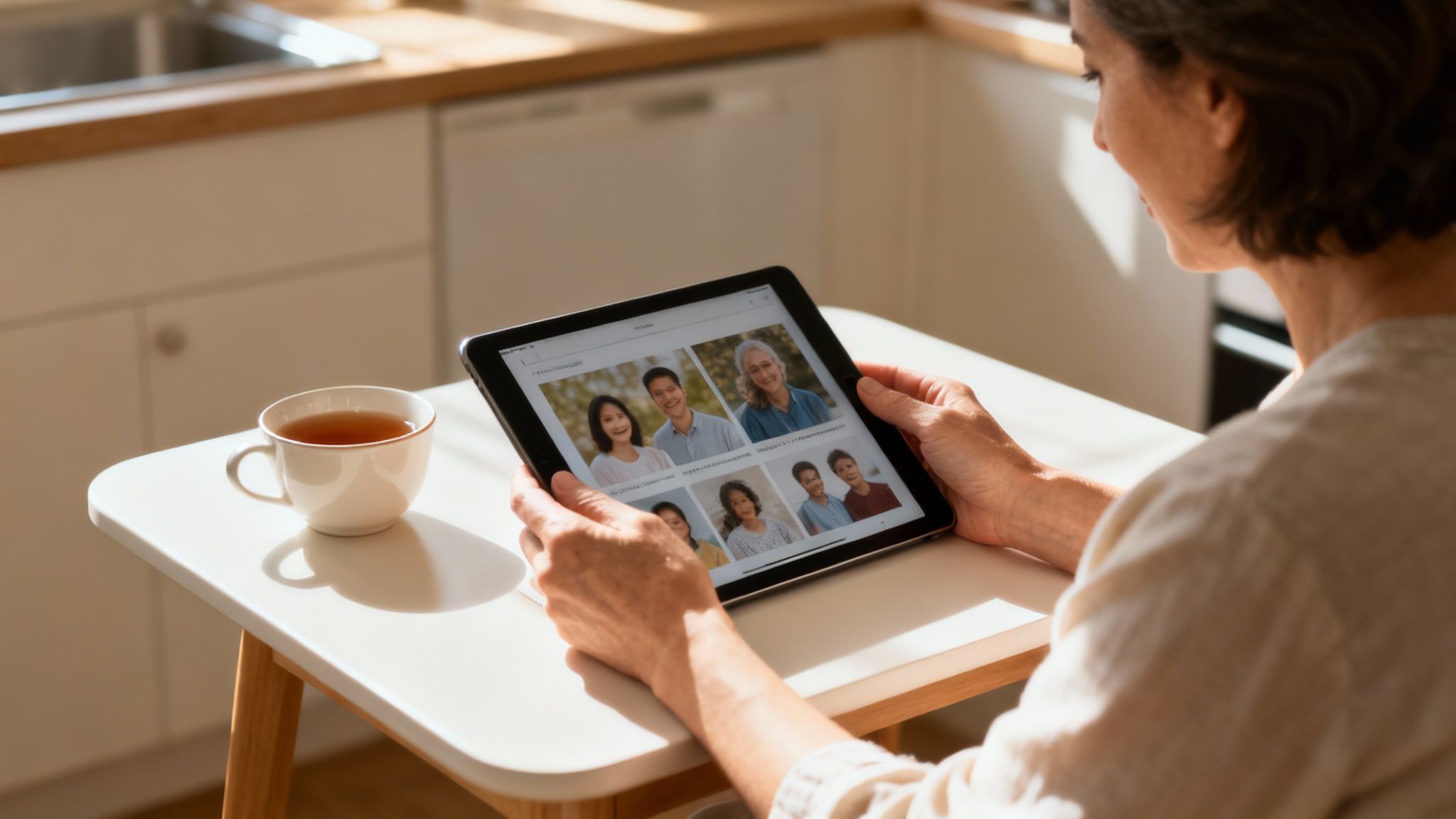 A woman thoughtfully writing in a journal, symbolizing the creation of a personal adoption plan.