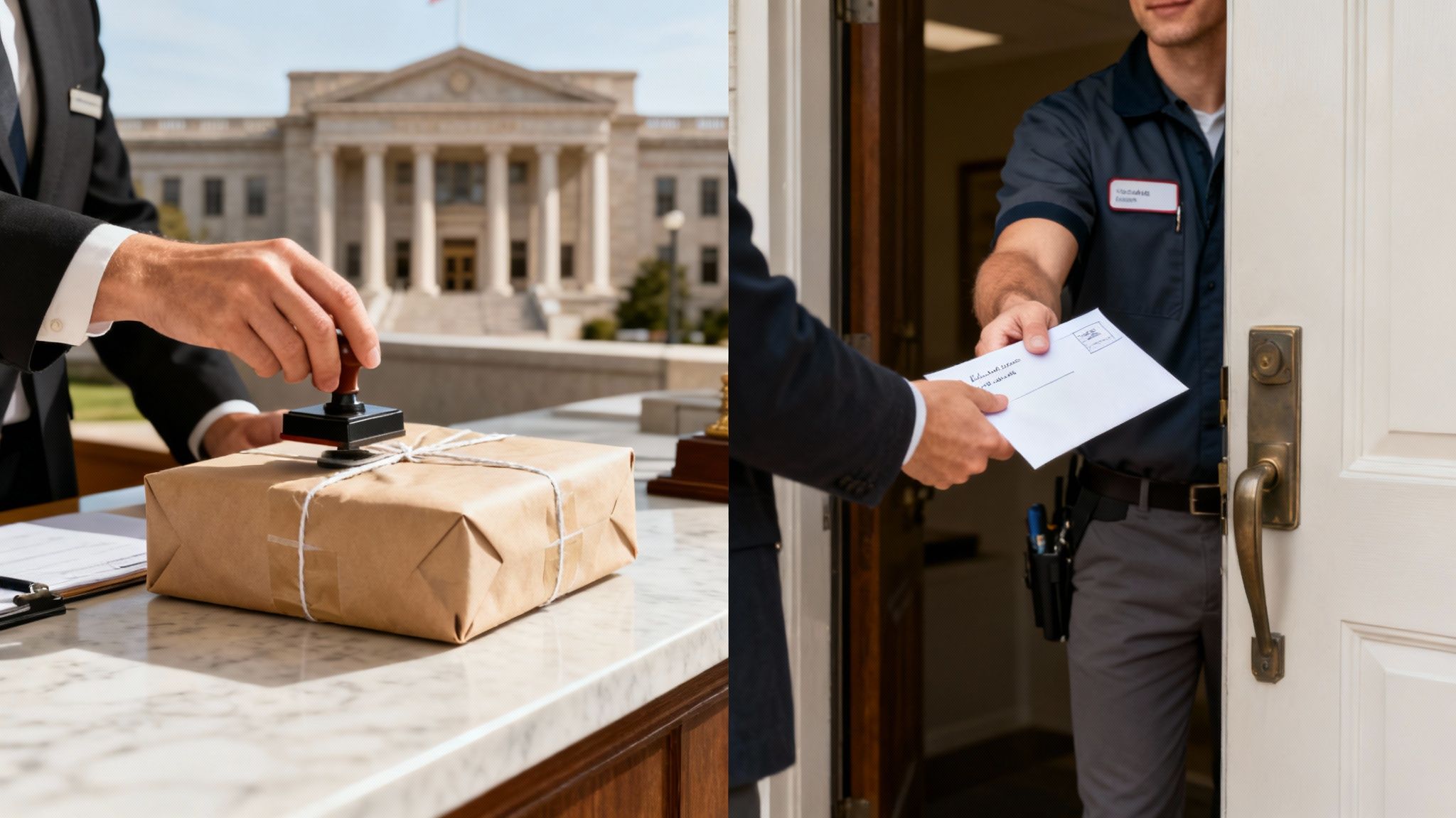 Professional stamping package and delivering legal documents for probate estate settlement process