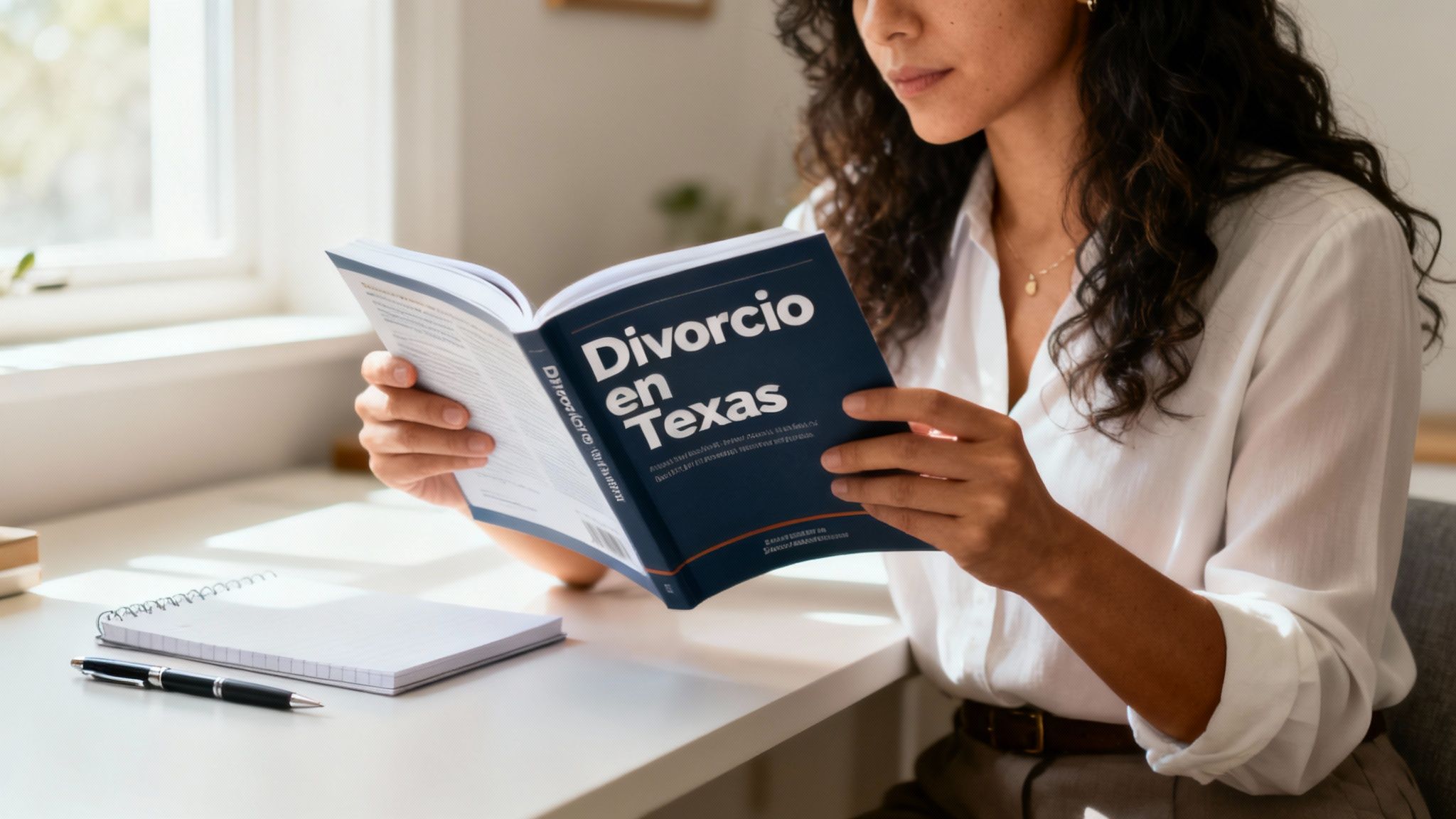 Una persona revisando documentos legales en un escritorio con una computadora portátil.