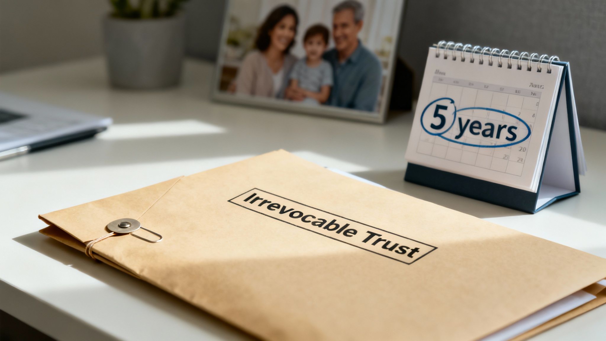Family reviewing legal documents for a trust.