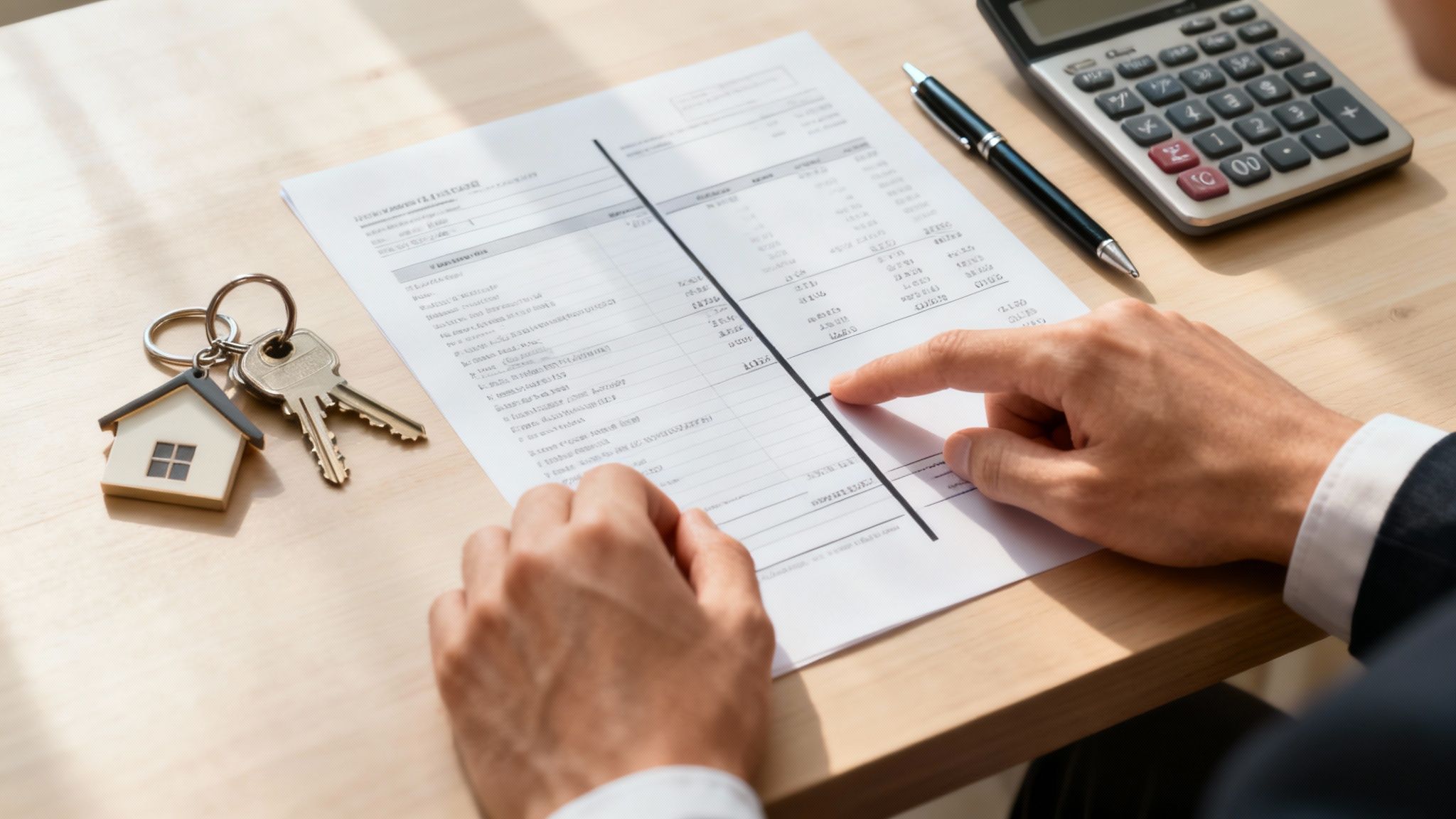 Una balanza de la justicia equilibrando una casa y dinero, simbolizando la división de bienes en un divorcio.