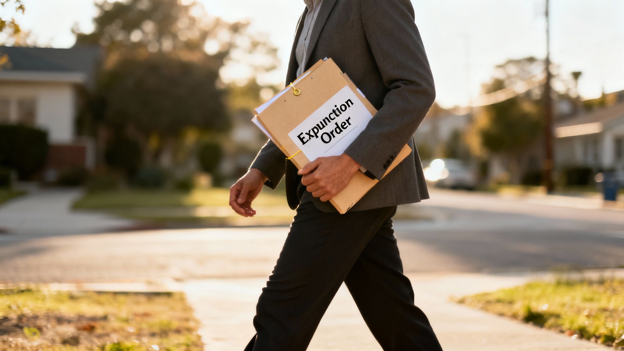 A person celebrating a fresh start with arms outstretched against a bright sky