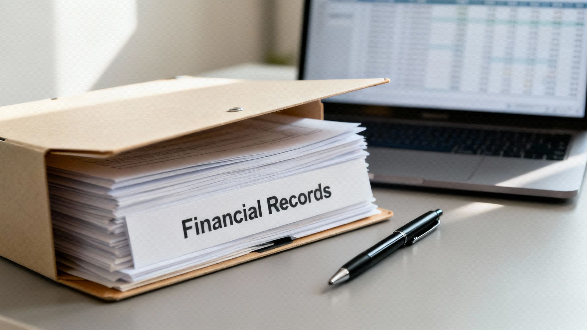 A person organizes legal documents and evidence on a desk, representing the discovery phase.