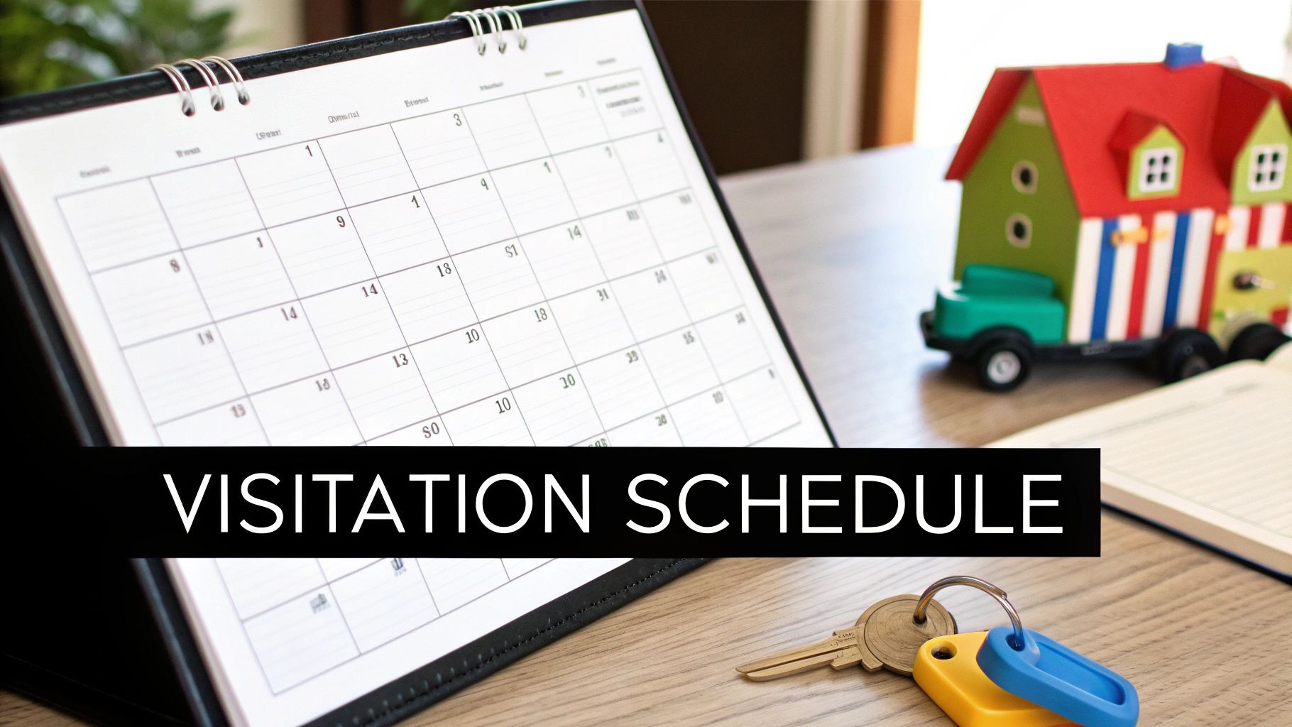 A mother and father handing their child back and forth, symbolizing a smooth visitation exchange.