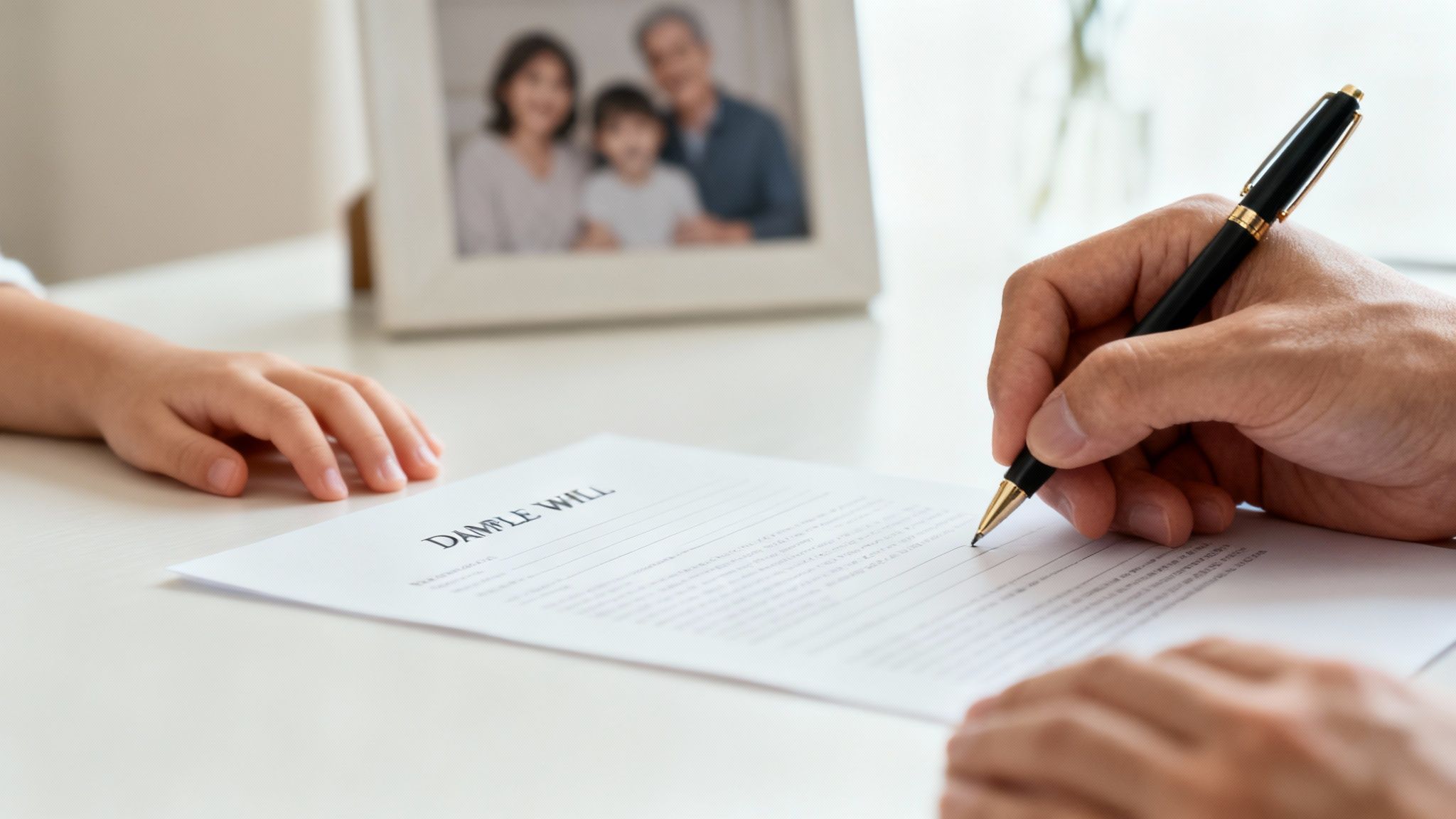 A smiling family enjoying time together, symbolizing what a will protects.
