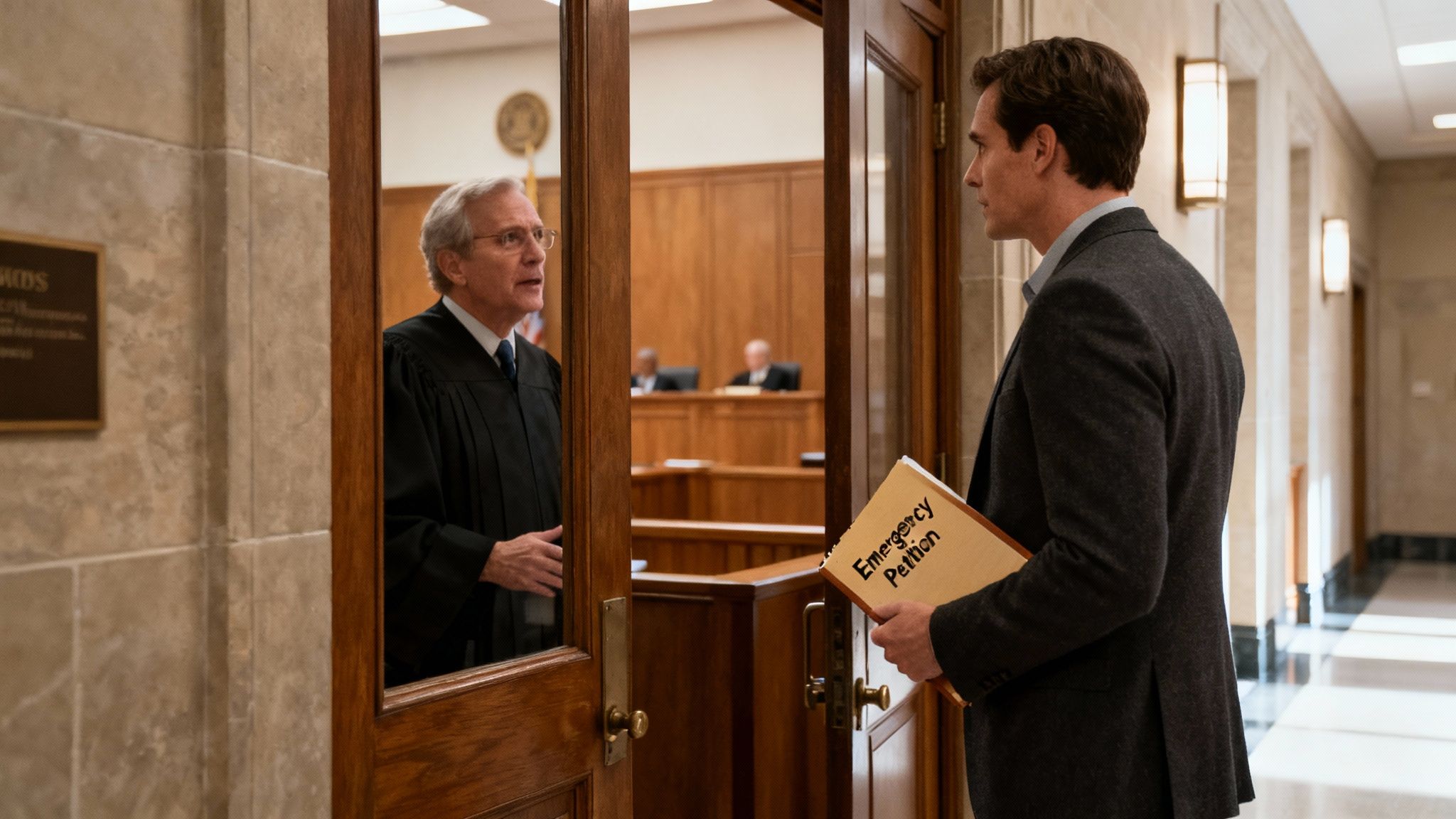 A judge's gavel resting on a law book, symbolizing the legal proceedings of a guardianship hearing.