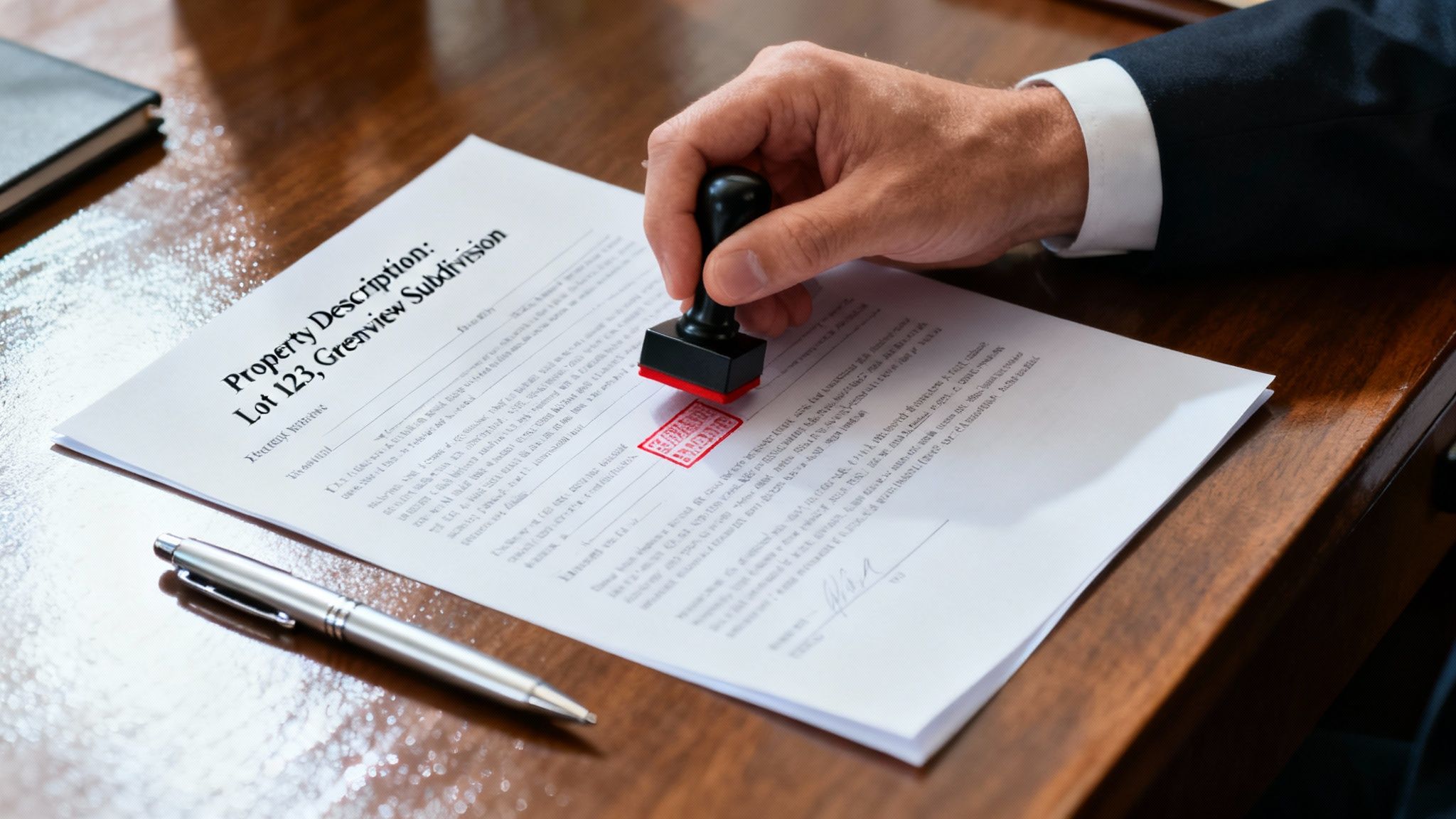 A close-up of a person's hands holding a pen over a legal document, ready to sign.