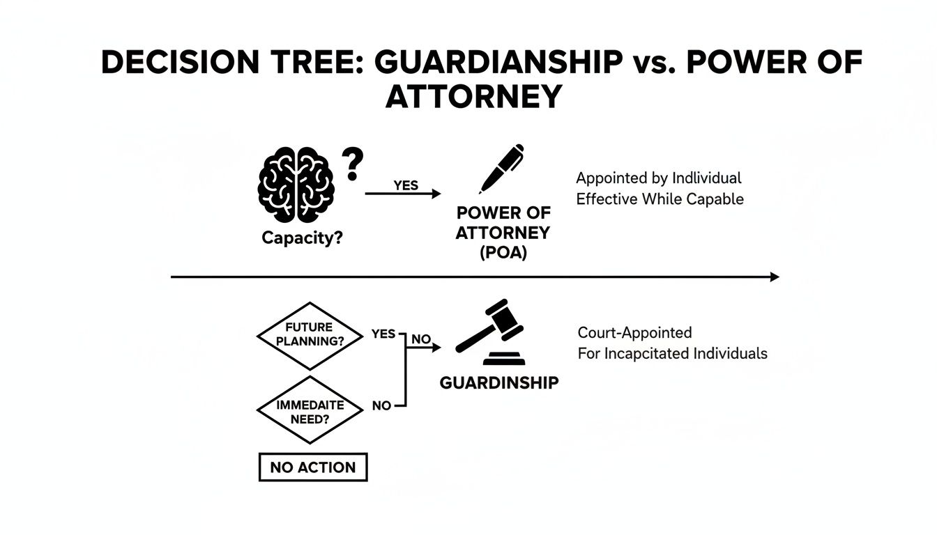 Infographic about power of attorney vs guardianship