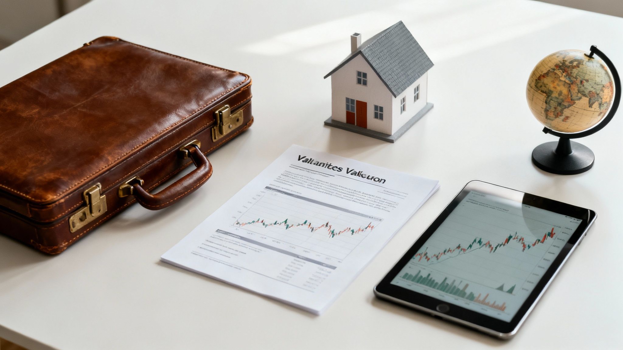 A professional business meeting discussing complex assets like charts and graphs.