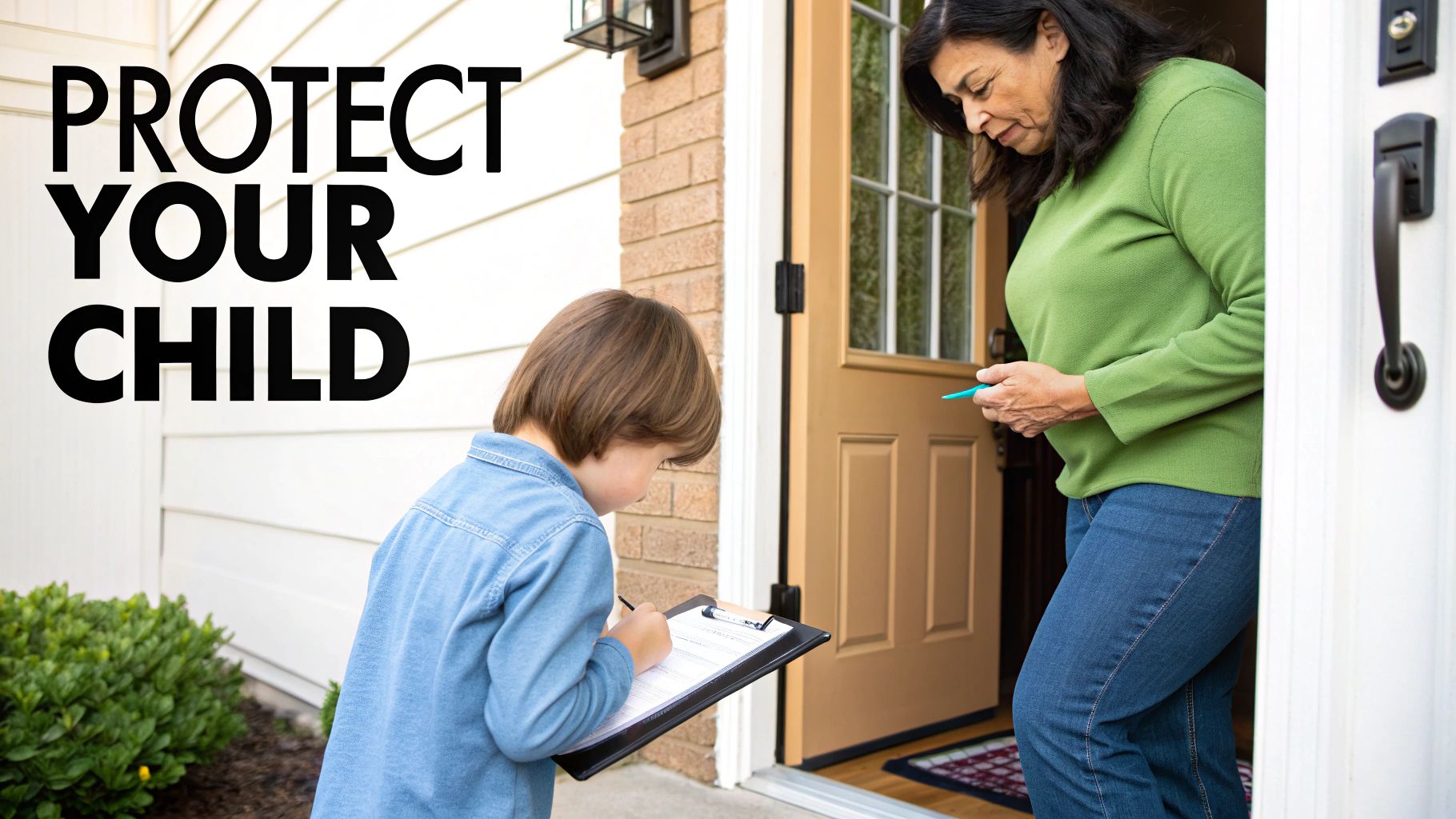 A parent gently holding a child's hand, symbolizing protection and guidance.