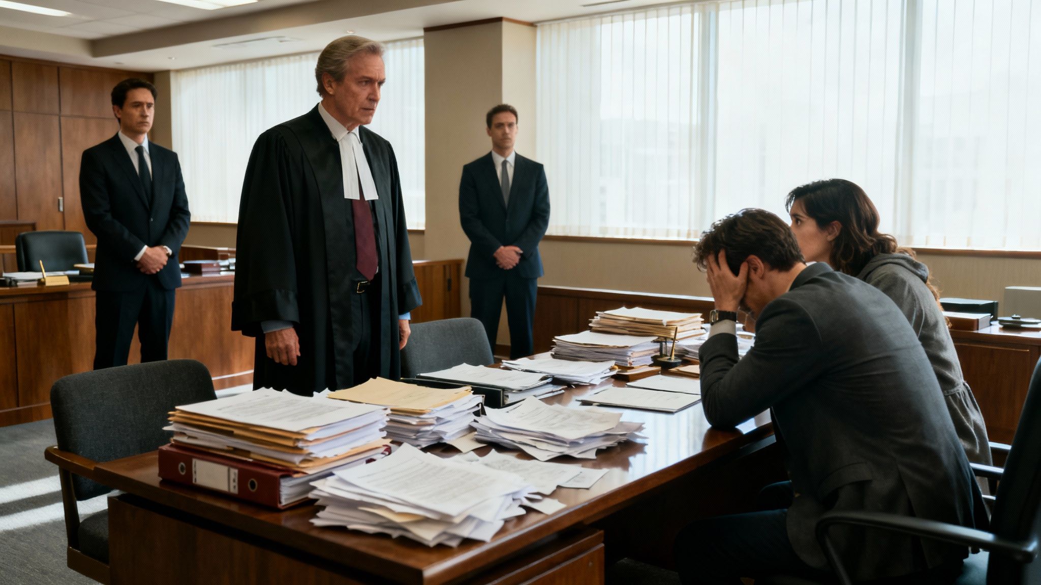 Pareja discutiendo durante un proceso de divorcio