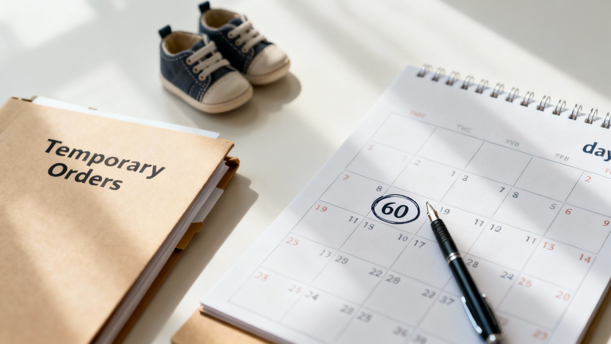 A calendar with a circle around a date, symbolizing a waiting period.