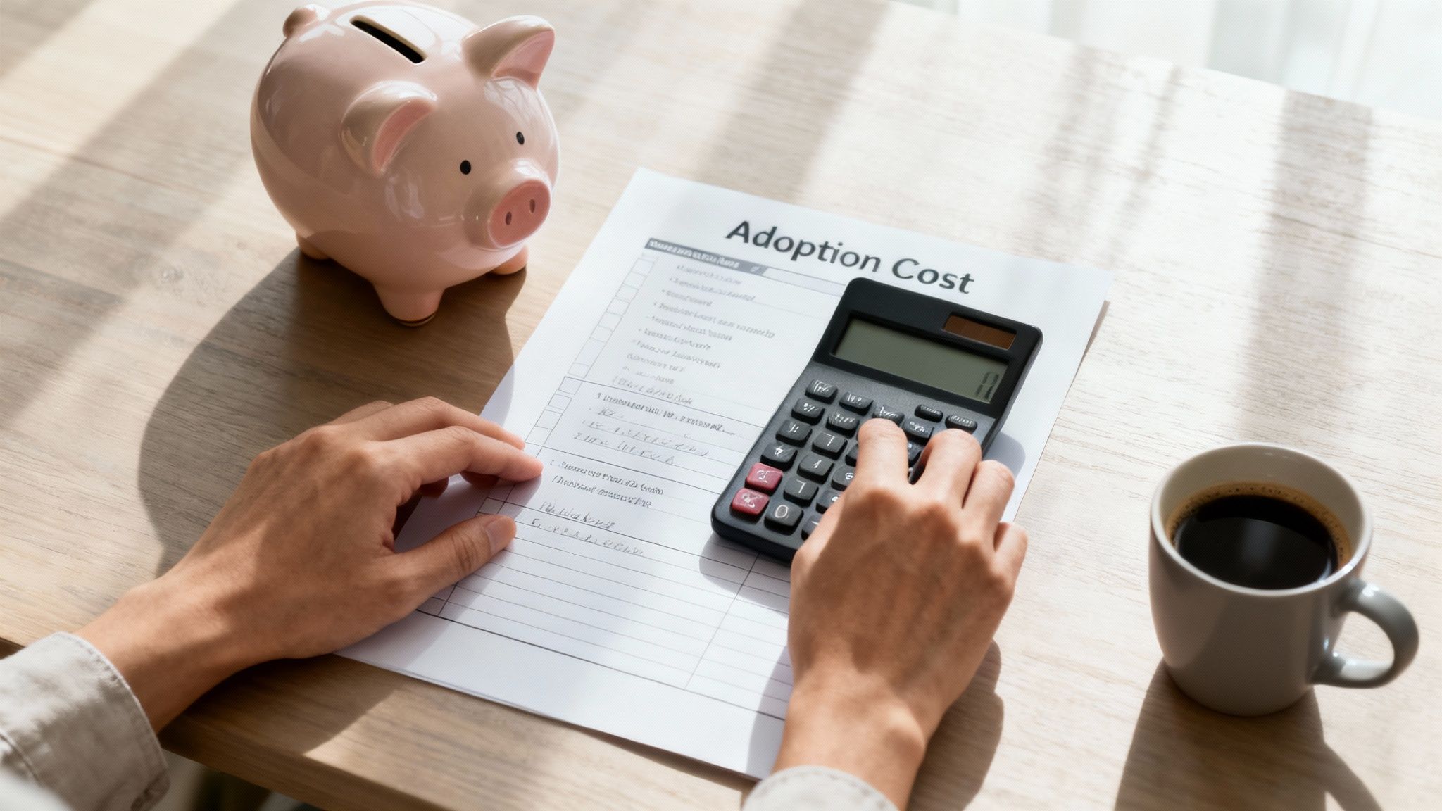 A family sitting together on a couch, reviewing documents and smiling.