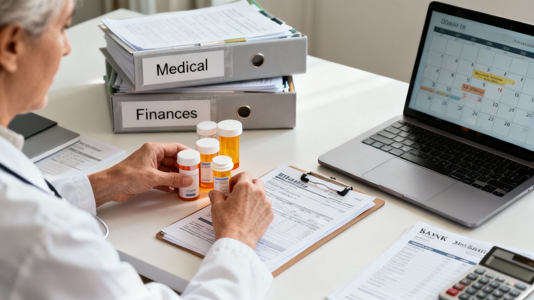 A person carefully reviewing documents at a desk, signifying the serious responsibilities of a guardian.