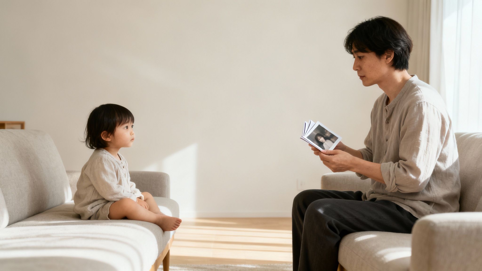 A parent and child looking out a window together, representing a strained family bond.