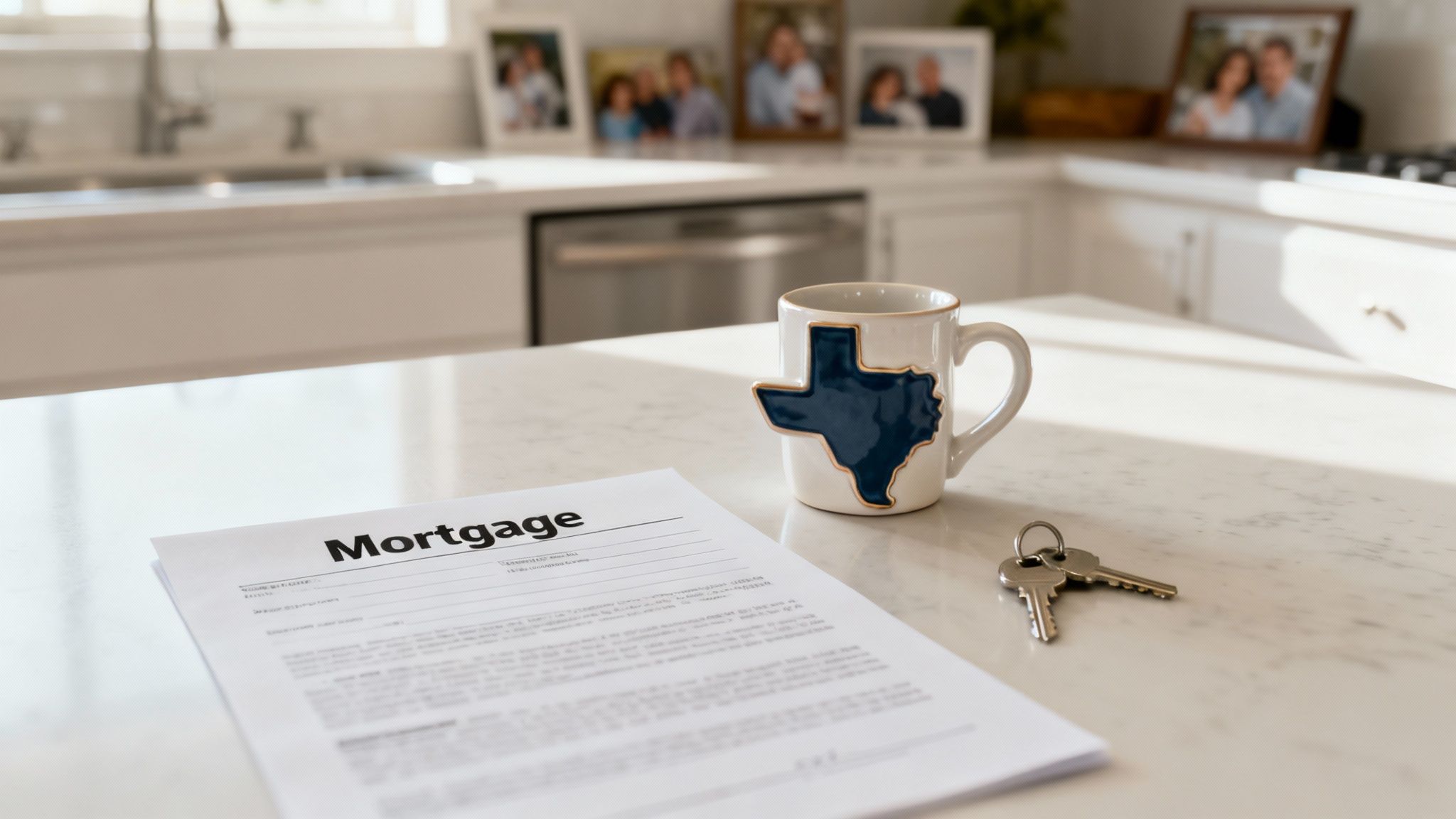 A modern house with a for sale sign in front of it, symbolizing property division in a divorce.