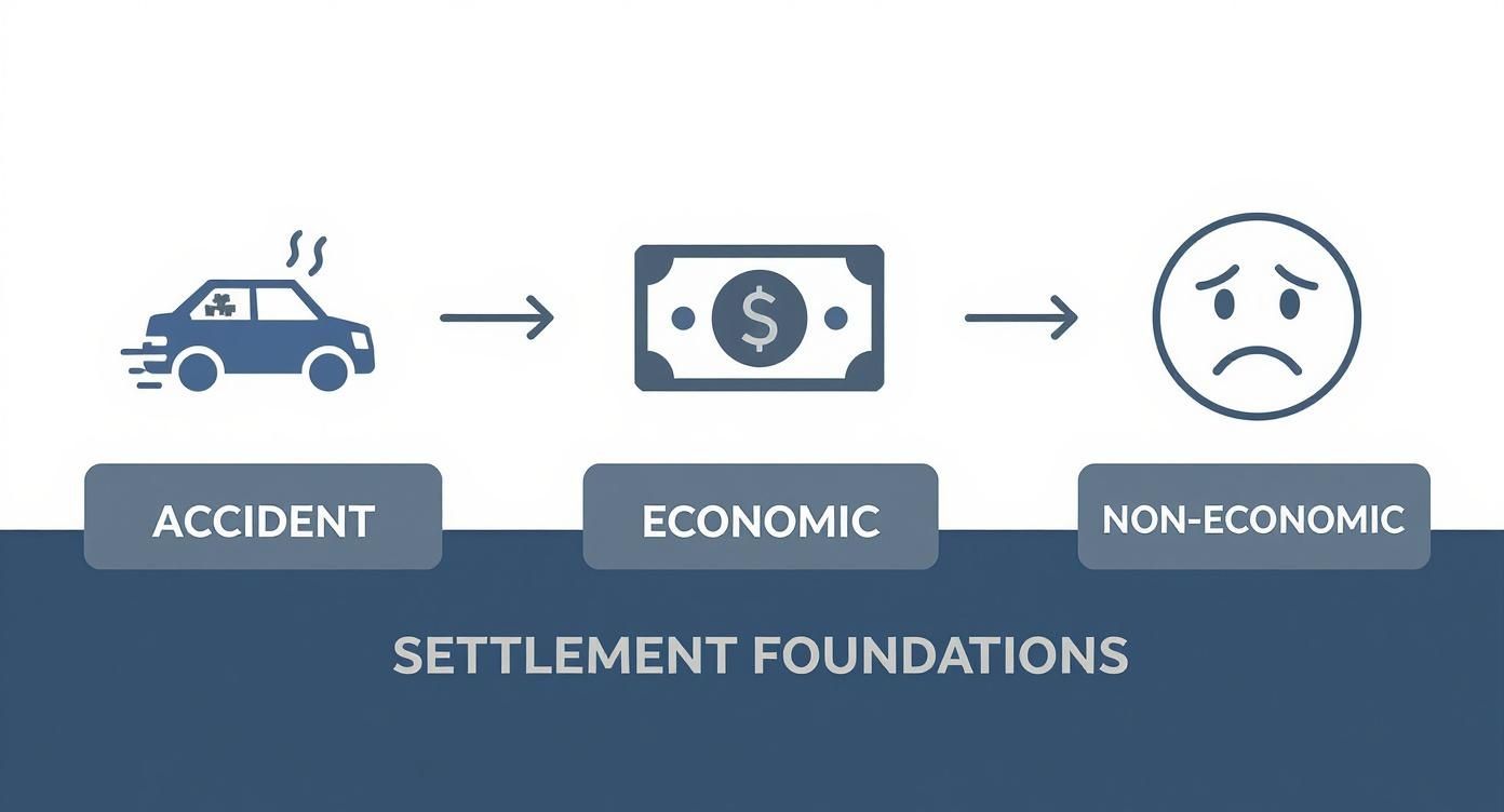 Infographic about how to calculate car accident settlement