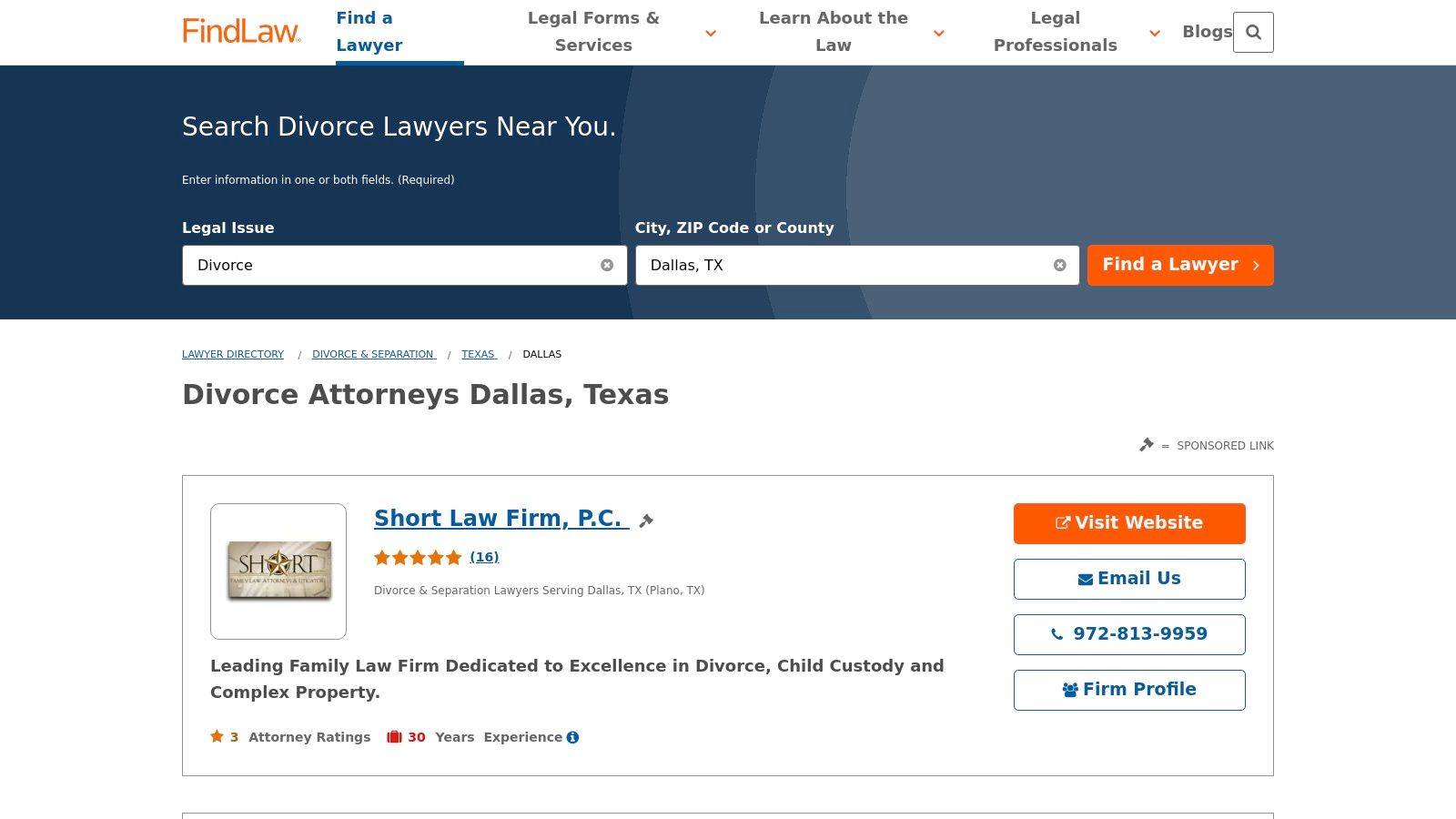 FindLaw Lawyer Directory – Dallas Divorce