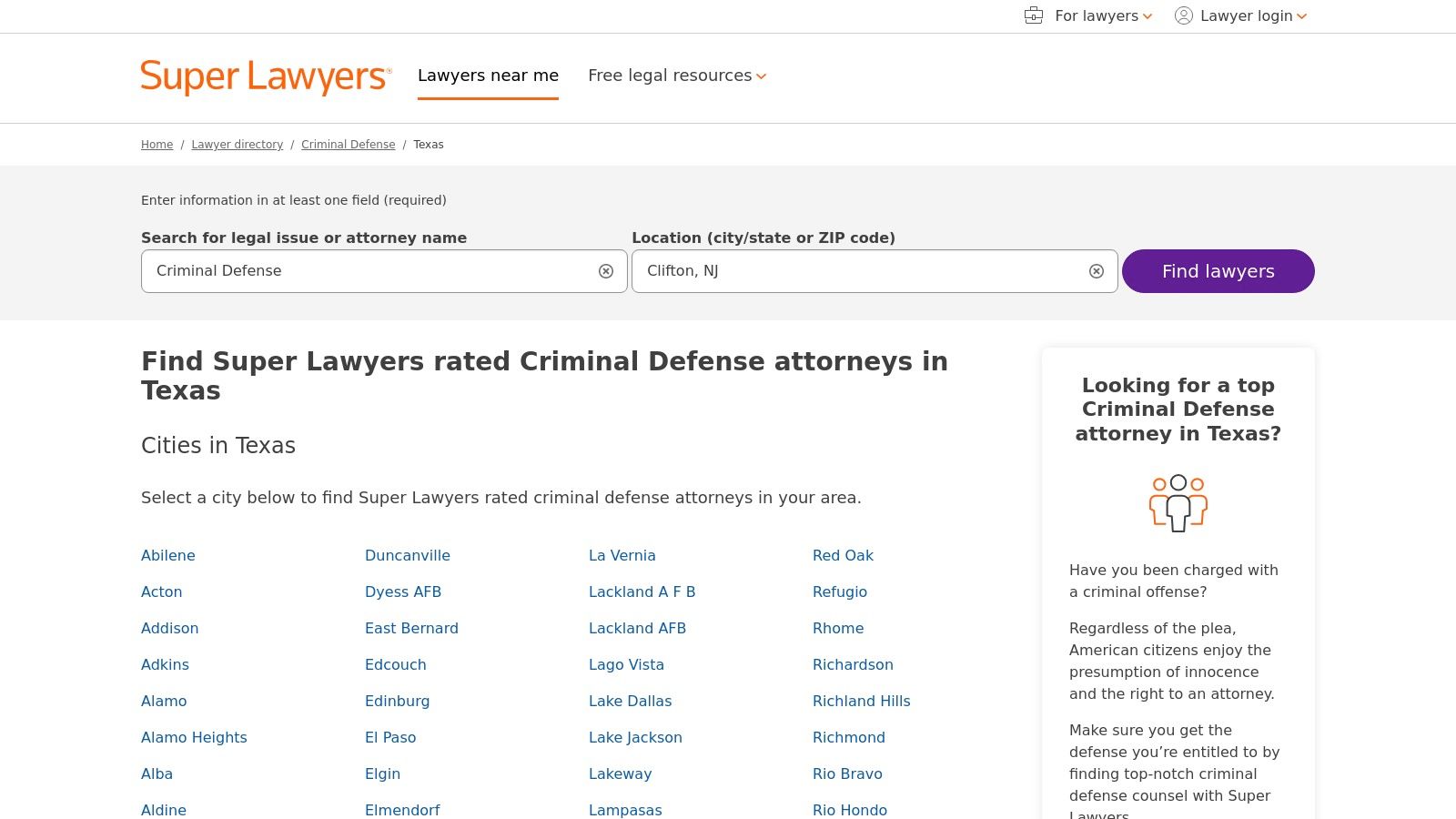 Super Lawyers – Texas Criminal Defense