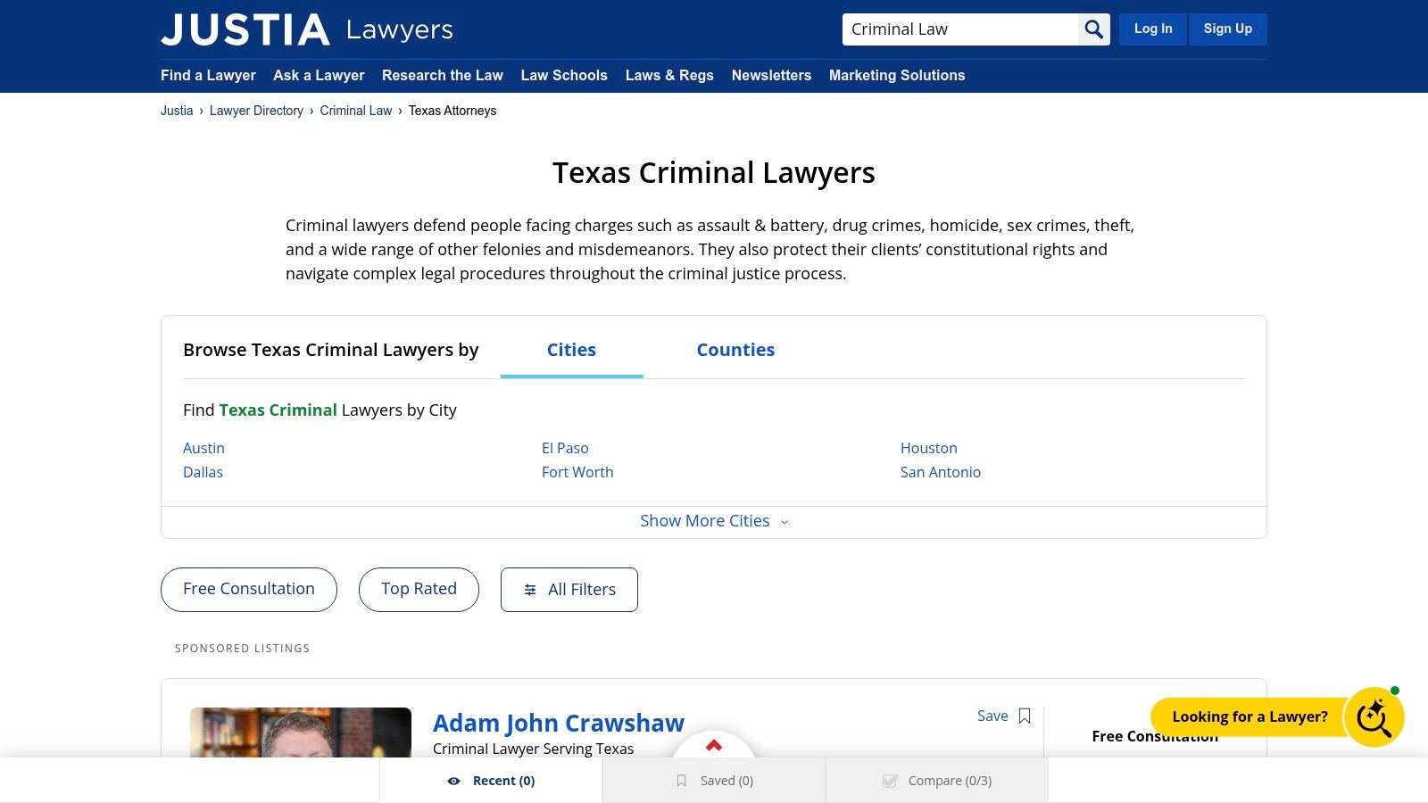 Justia &ndash; Texas Criminal Lawyers Directory