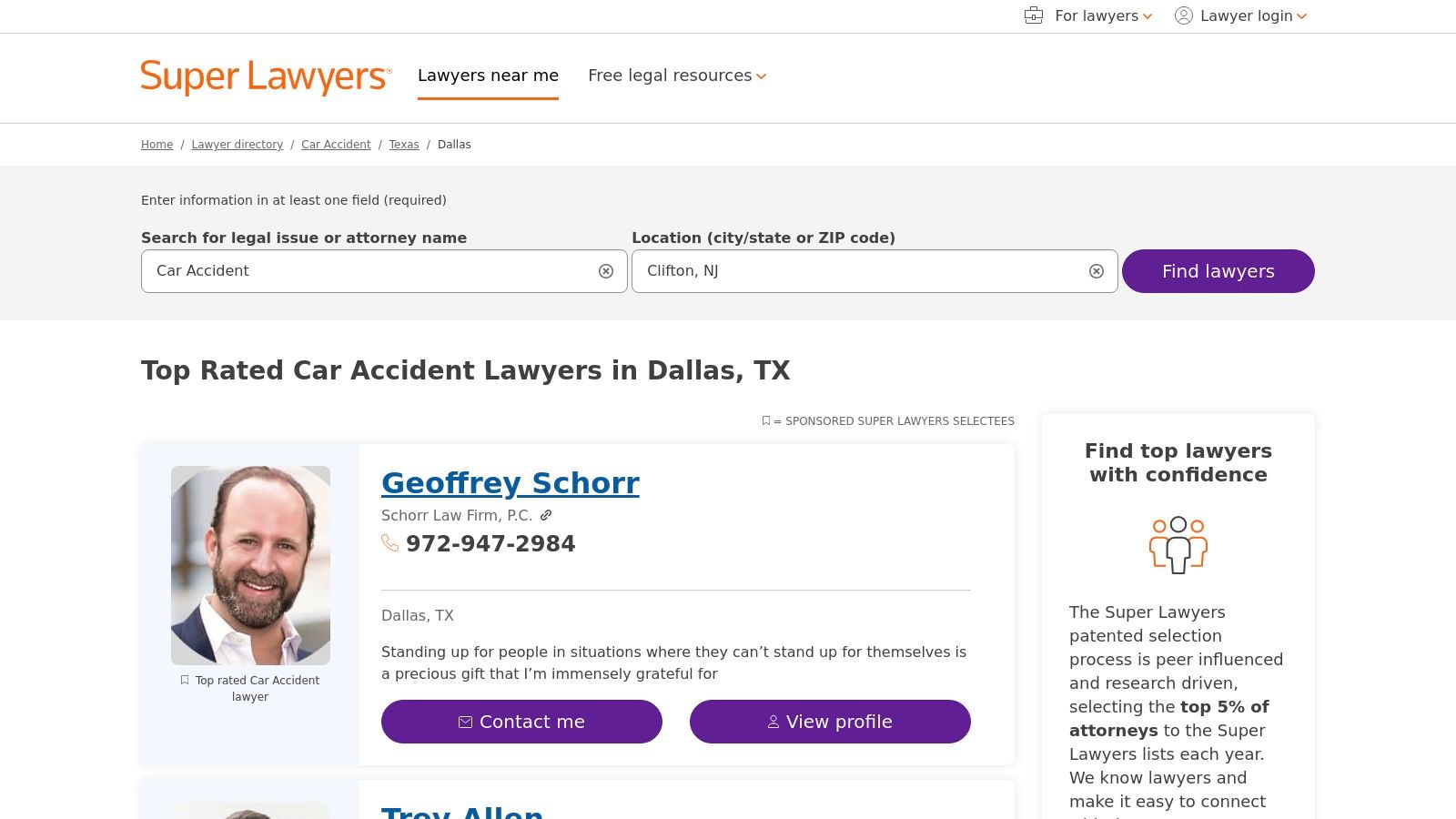 Super Lawyers – Dallas Motor Vehicle Accidents Attorneys