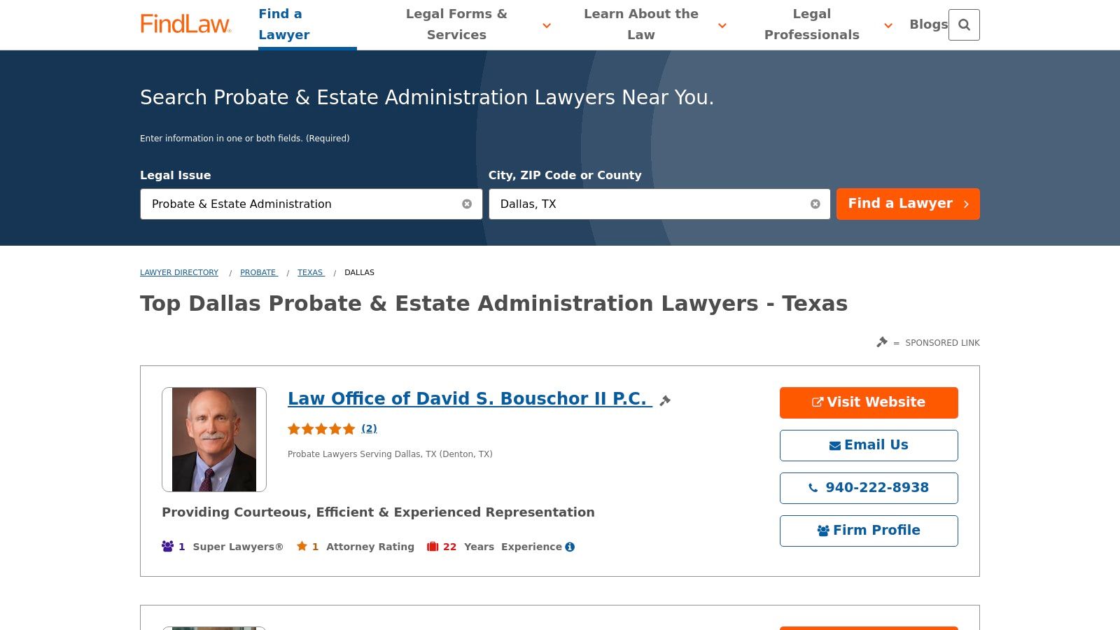 FindLaw – Best Dallas Probate & Estate Administration Lawyers