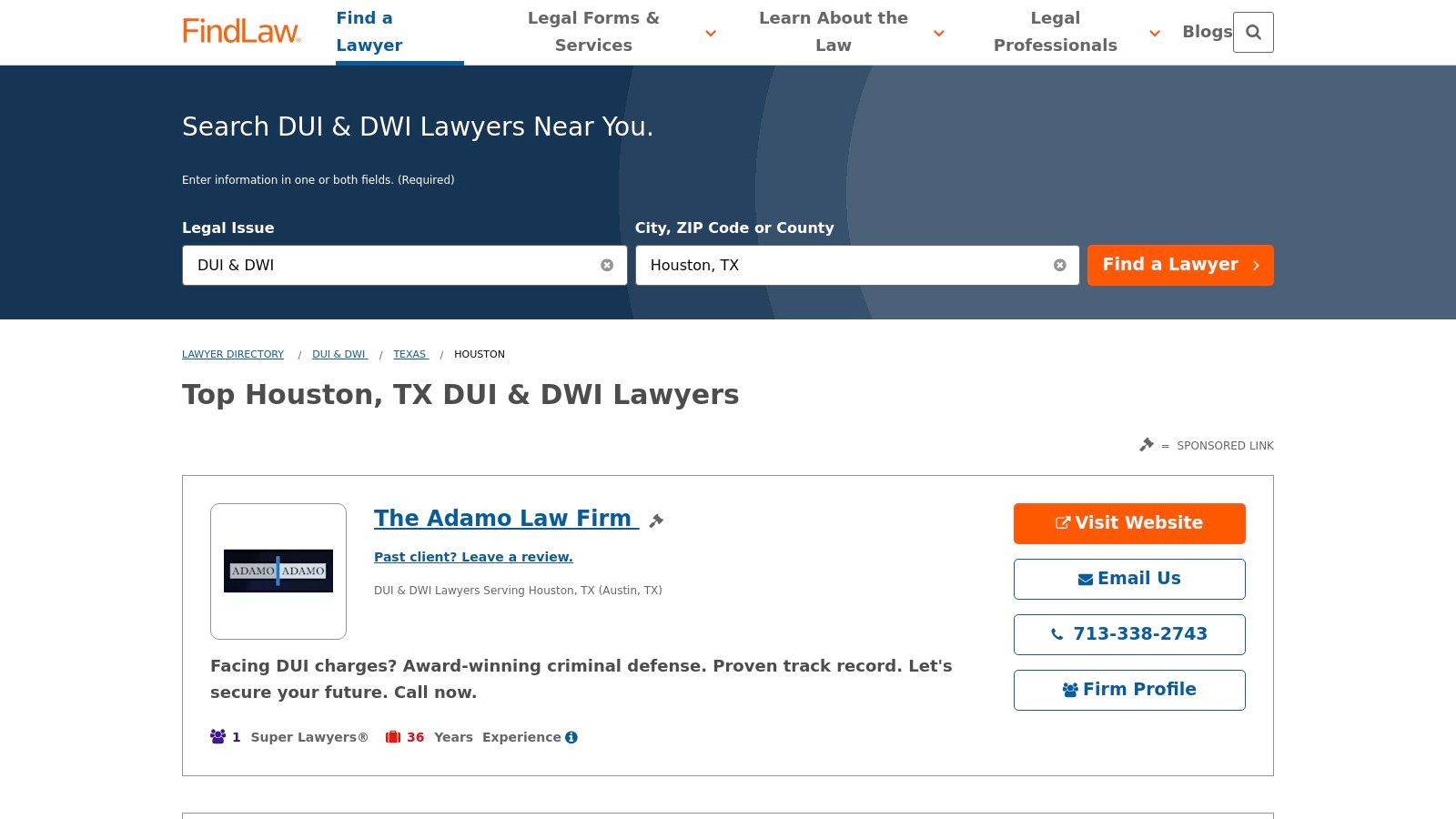 FindLaw – Houston DUI & DWI Lawyers