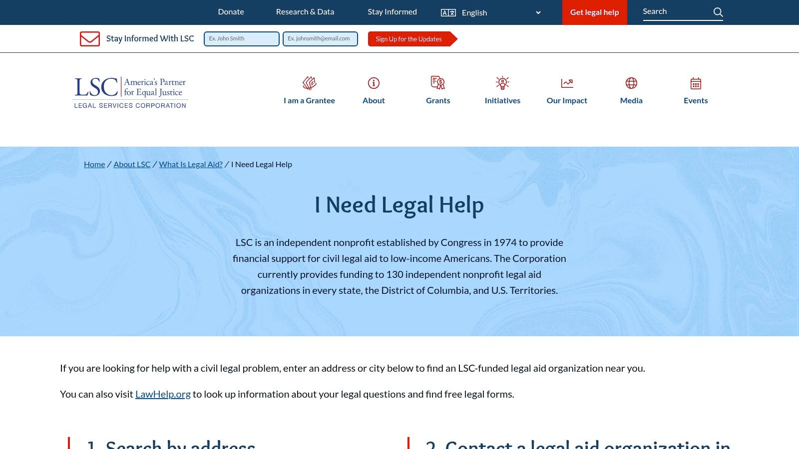 Legal Services Corporation (Find Legal Help)
