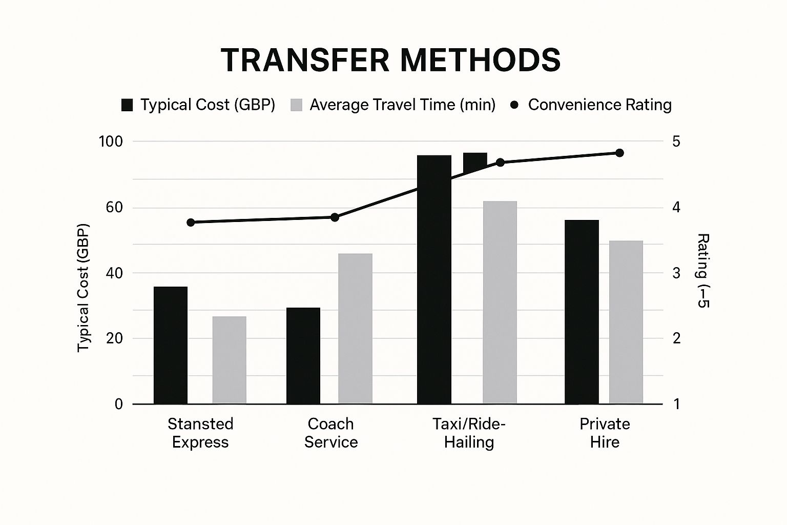 Infographic about transfers from london to stansted airport