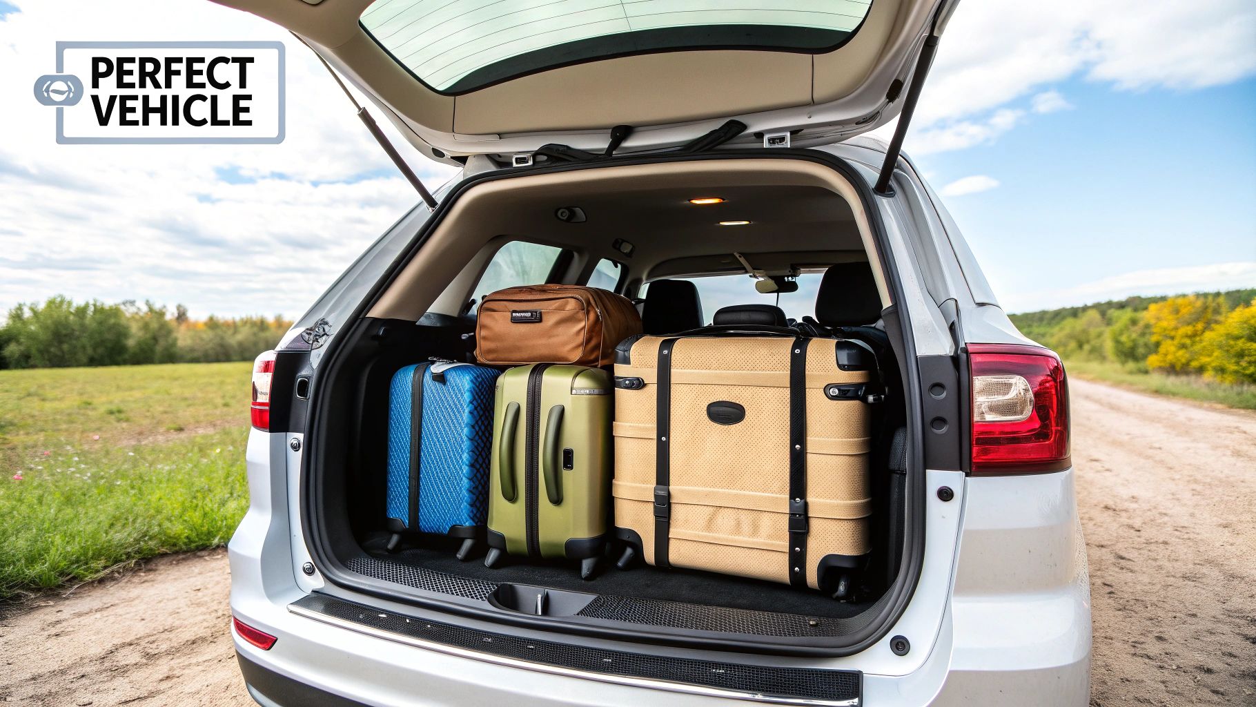 A family loading suitcases into the spacious boot of an estate car taxi in a Reading driveway.