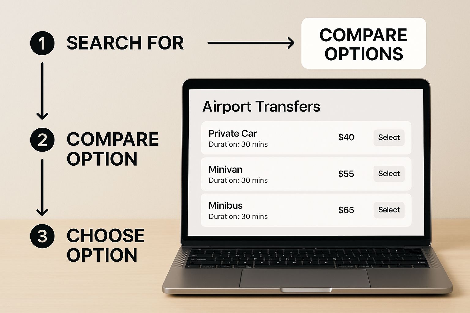 Infographic about how to book airport transfers