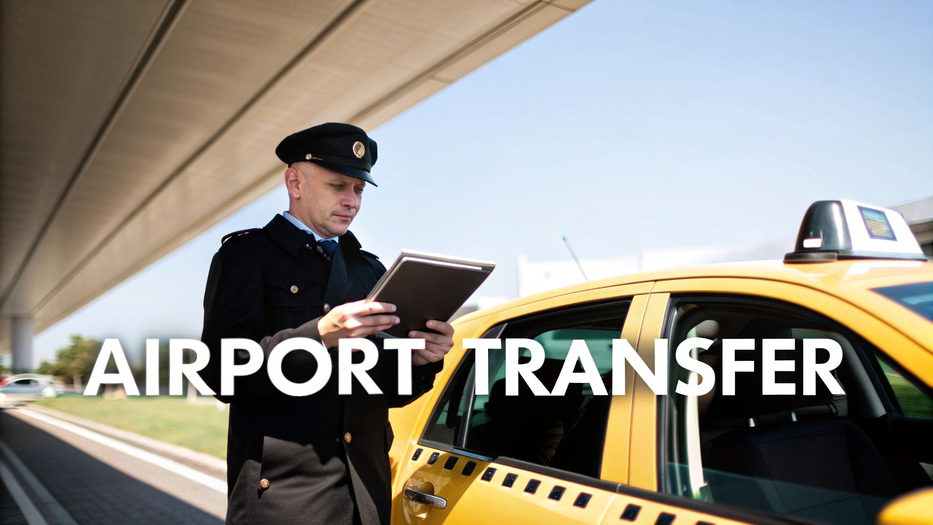 Woman checking her phone and smiling while waiting with luggage.