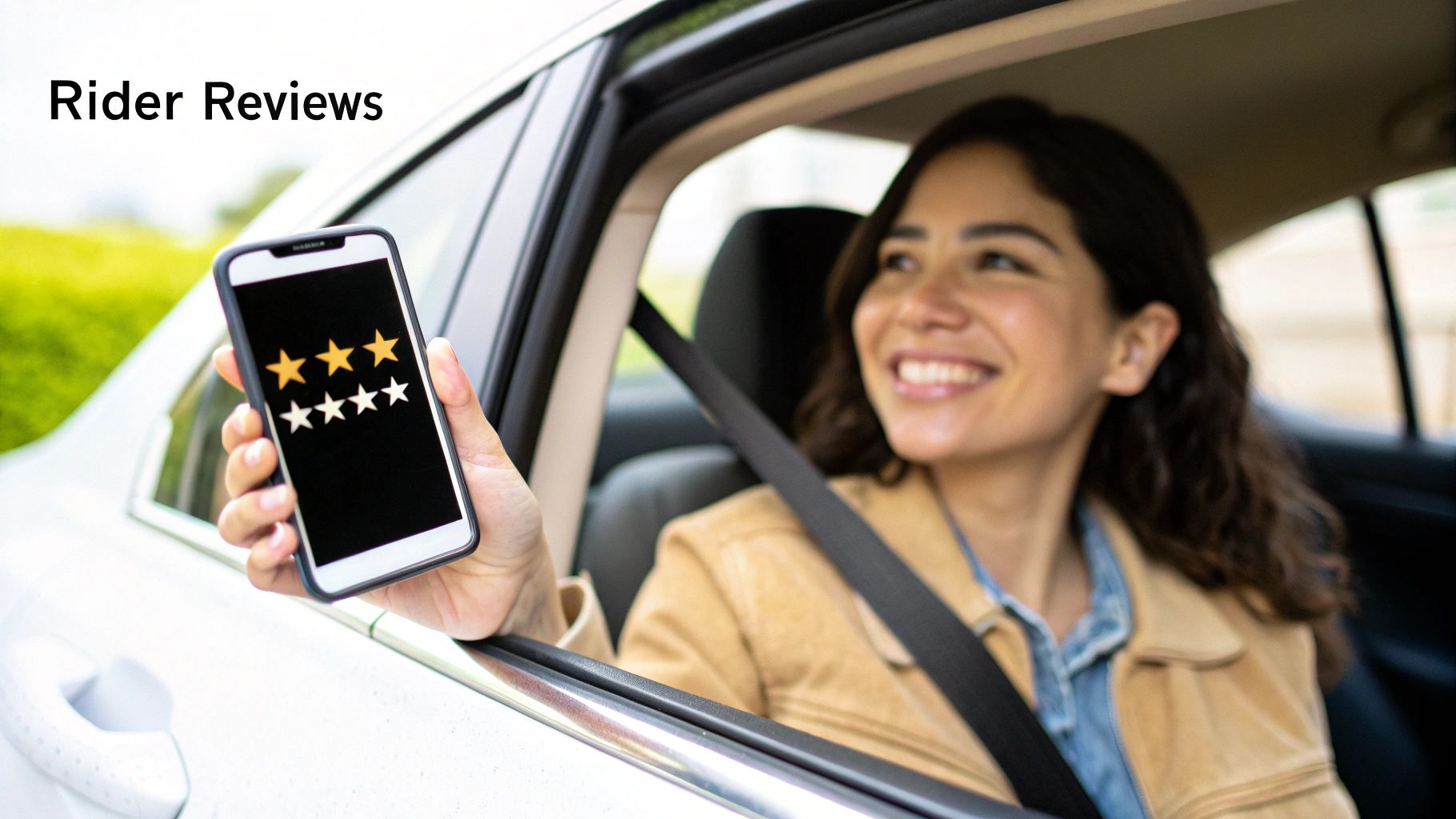 A person looking at their phone with a thoughtful expression, with app interfaces in the background.