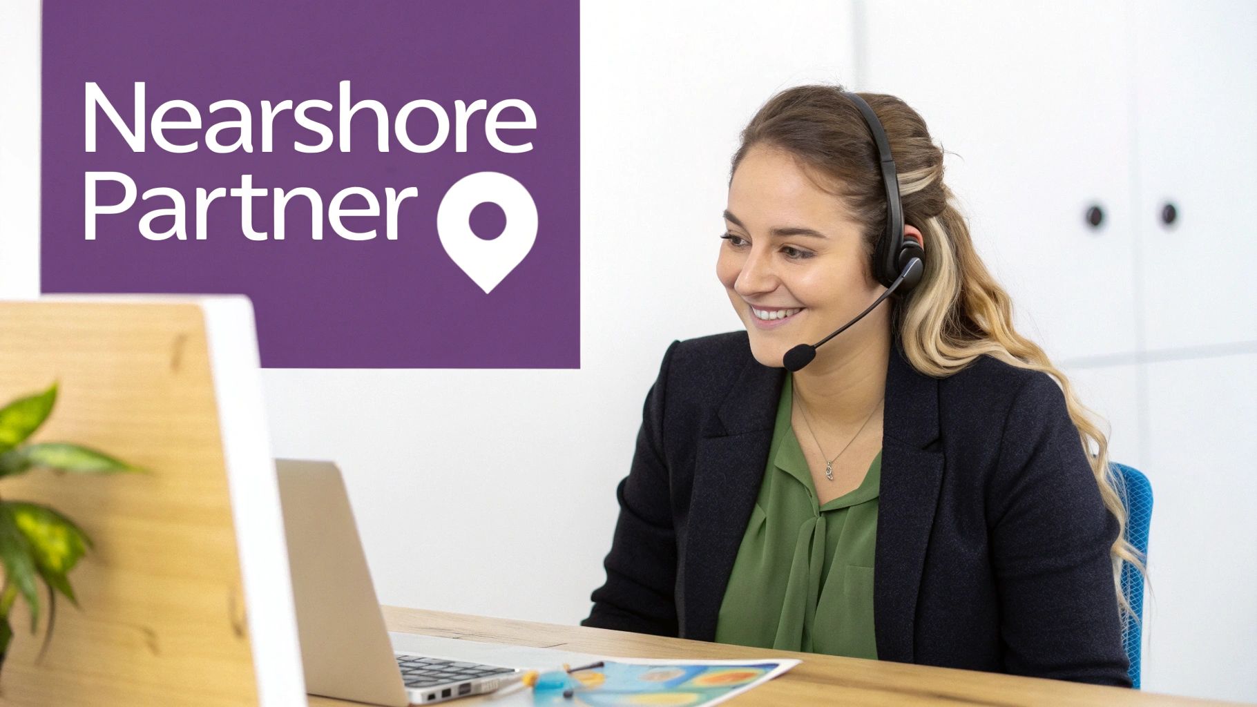Modern IT Help Desk Solutions: A Smarter Way to Support Teams 4 A team of professionals collaborating in a modern office, representing the partnership with a nearshore IT provider.