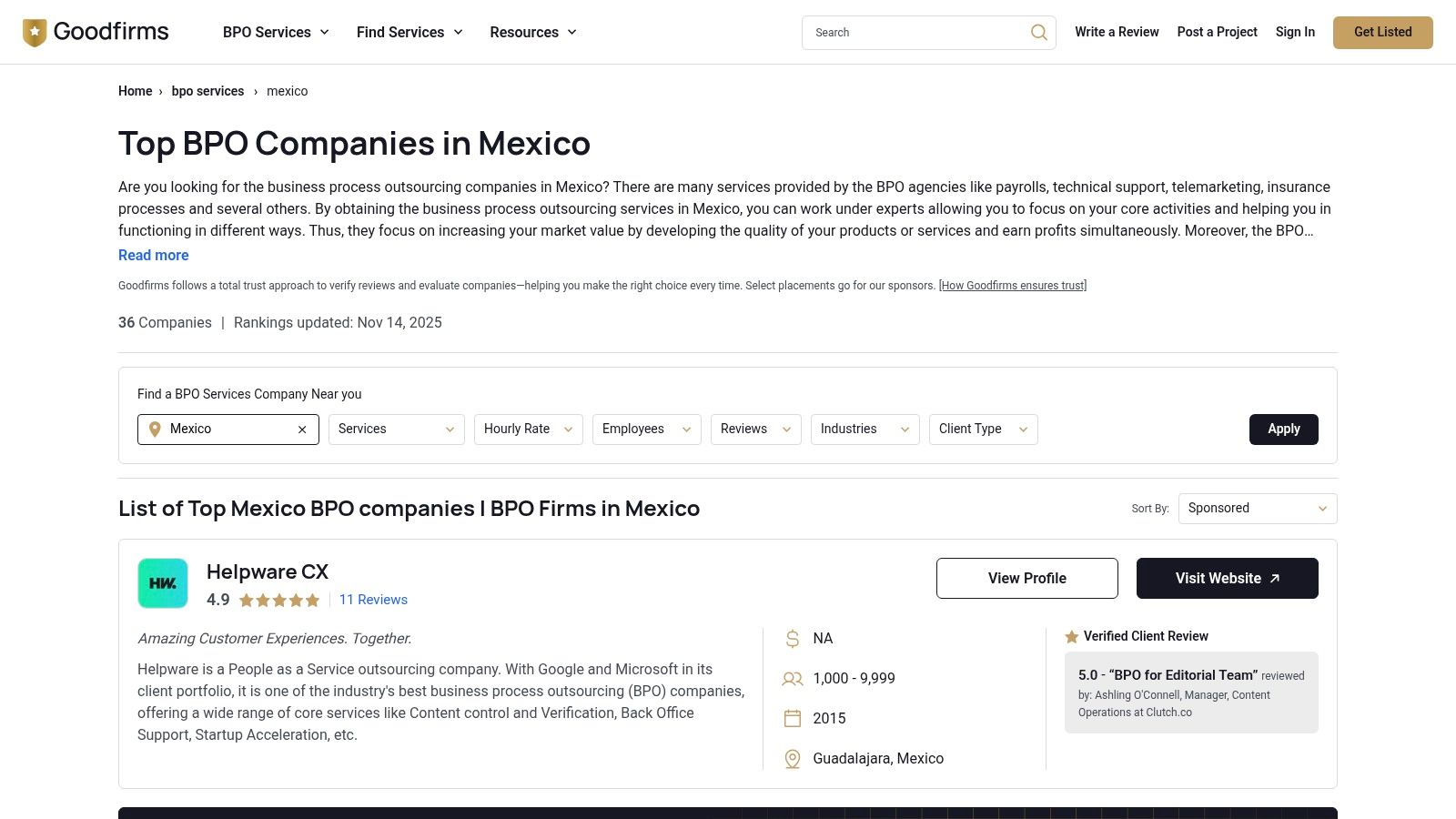 7 Top Rated Mexican Call Centers in 2025: The Complete Nearshore Guide 2 GoodFirms – Top BPO/Call Center Companies in Mexico