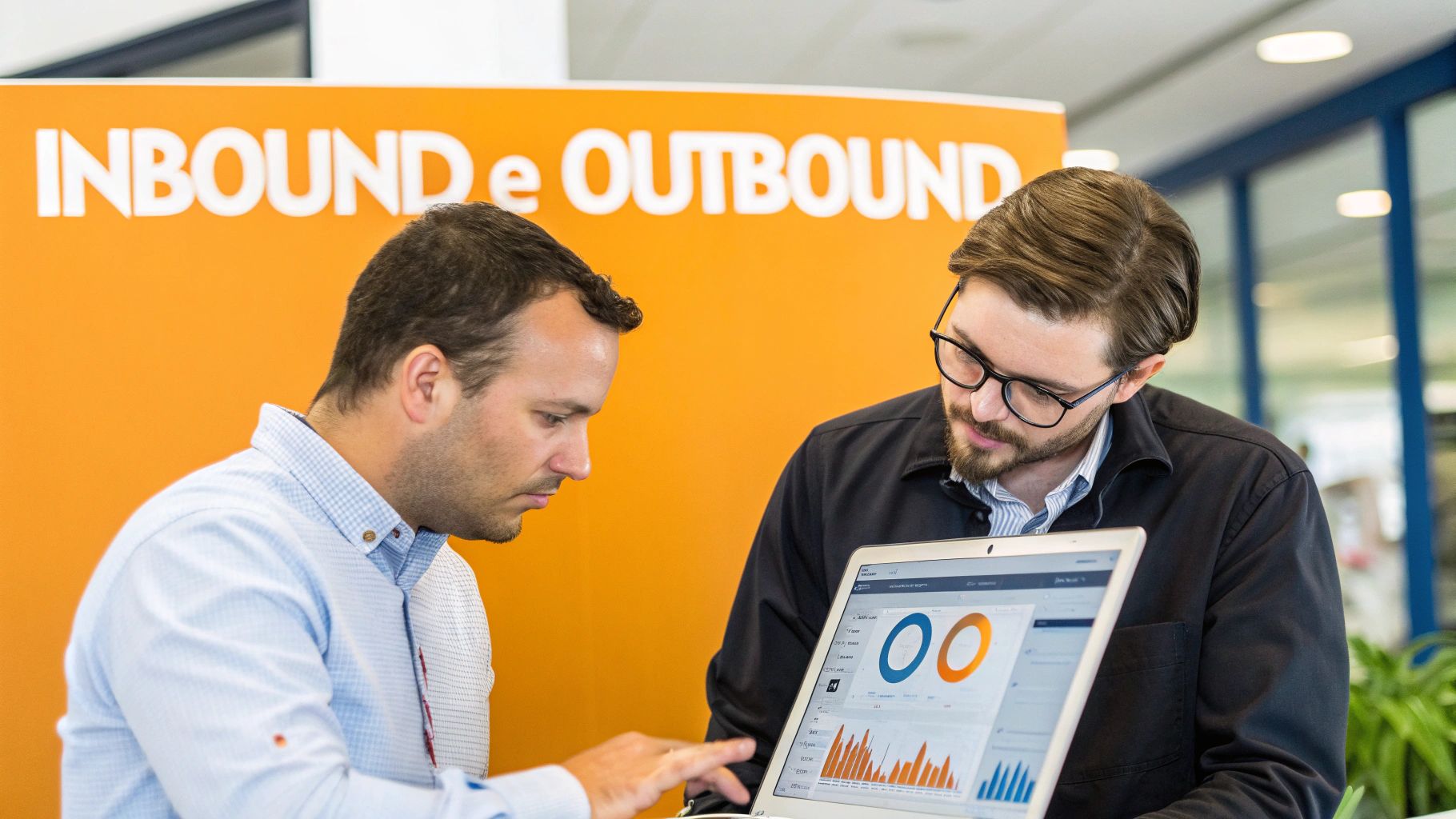 Diagrama mostrando a sinergia entre inbound e outbound marketing