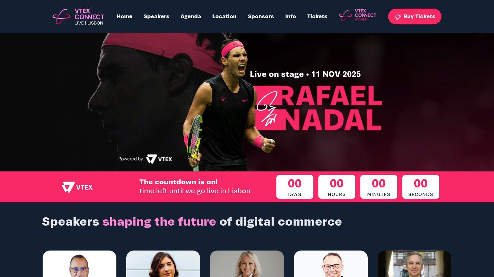 Banner do evento VTEX Connect Live Lisbon, com o título do evento e detalhes da data.