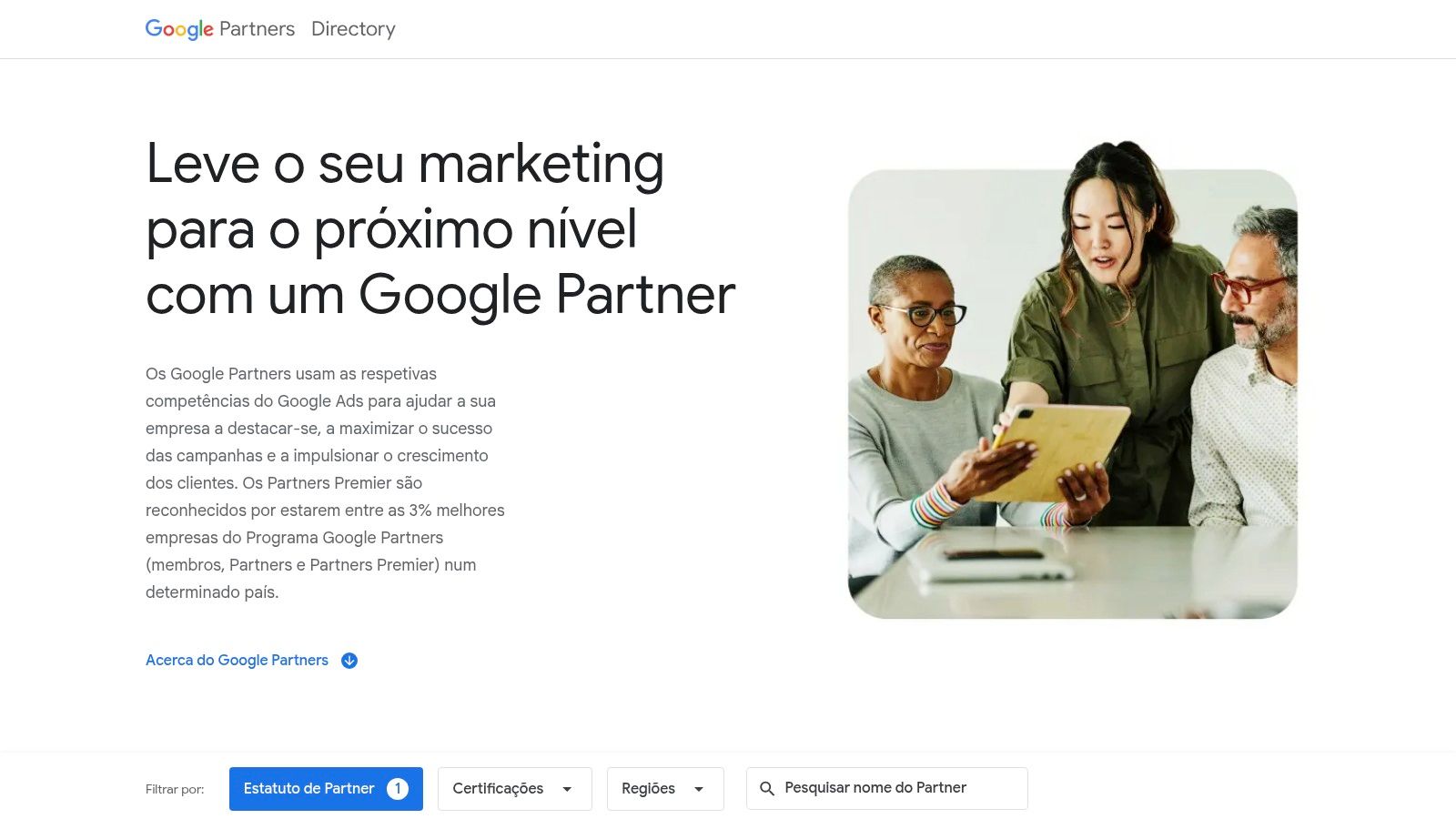 Google Partners Directory a exibir agências certificadas em Portugal