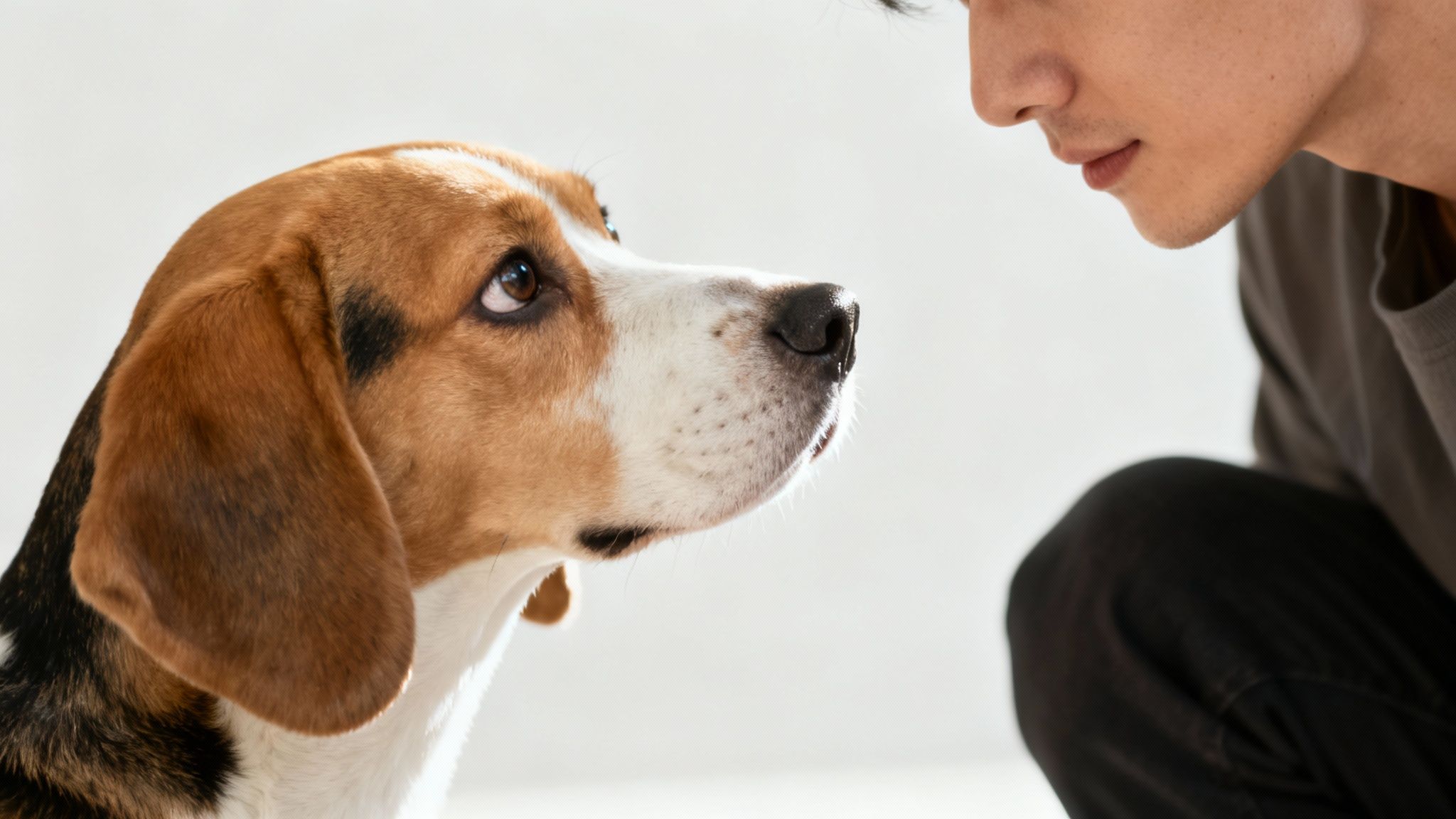 A curious Border Collie looking thoughtfully into the camera, representing an intelligent dog.