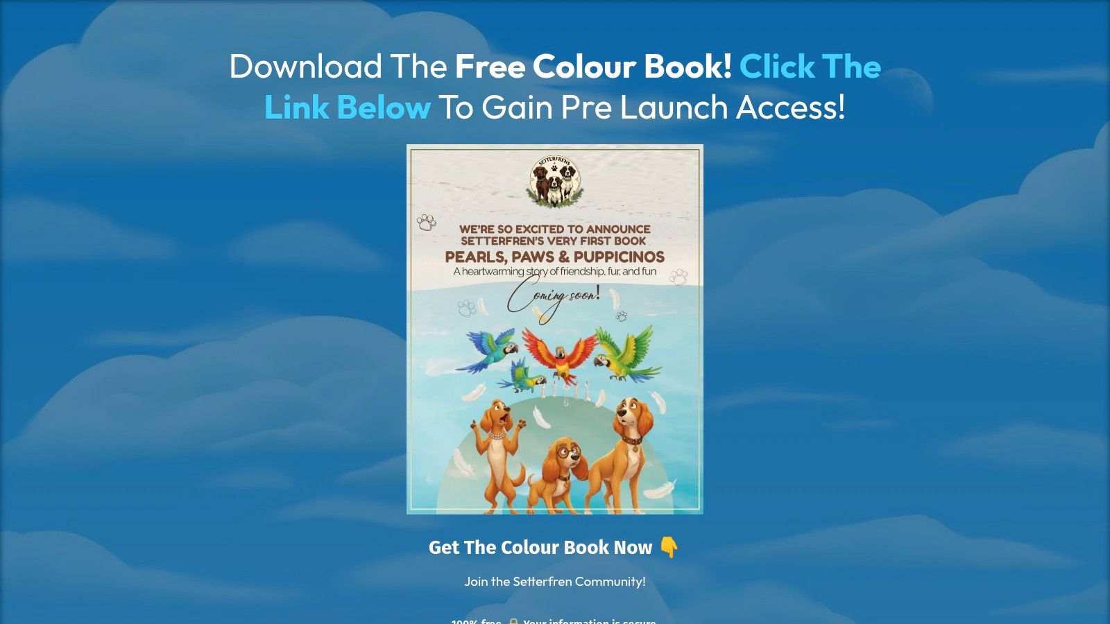 A collection of dog-themed colouring pages from the Setterfrens Free Colour Book