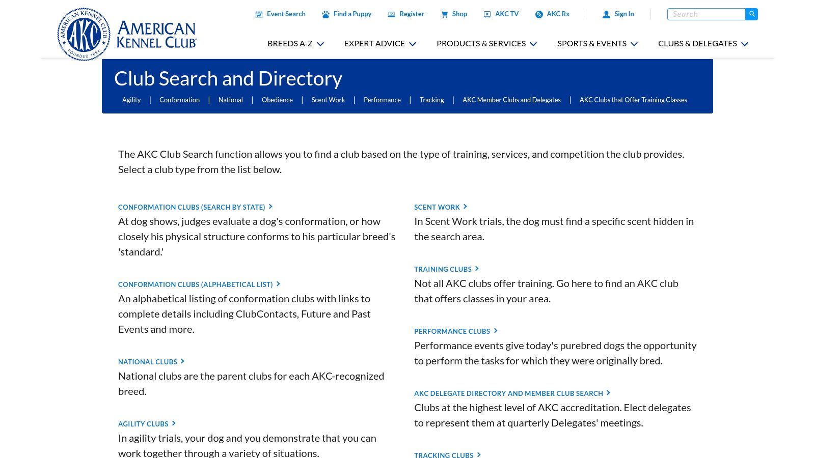 American Kennel Club (AKC) – Club Search and Directory