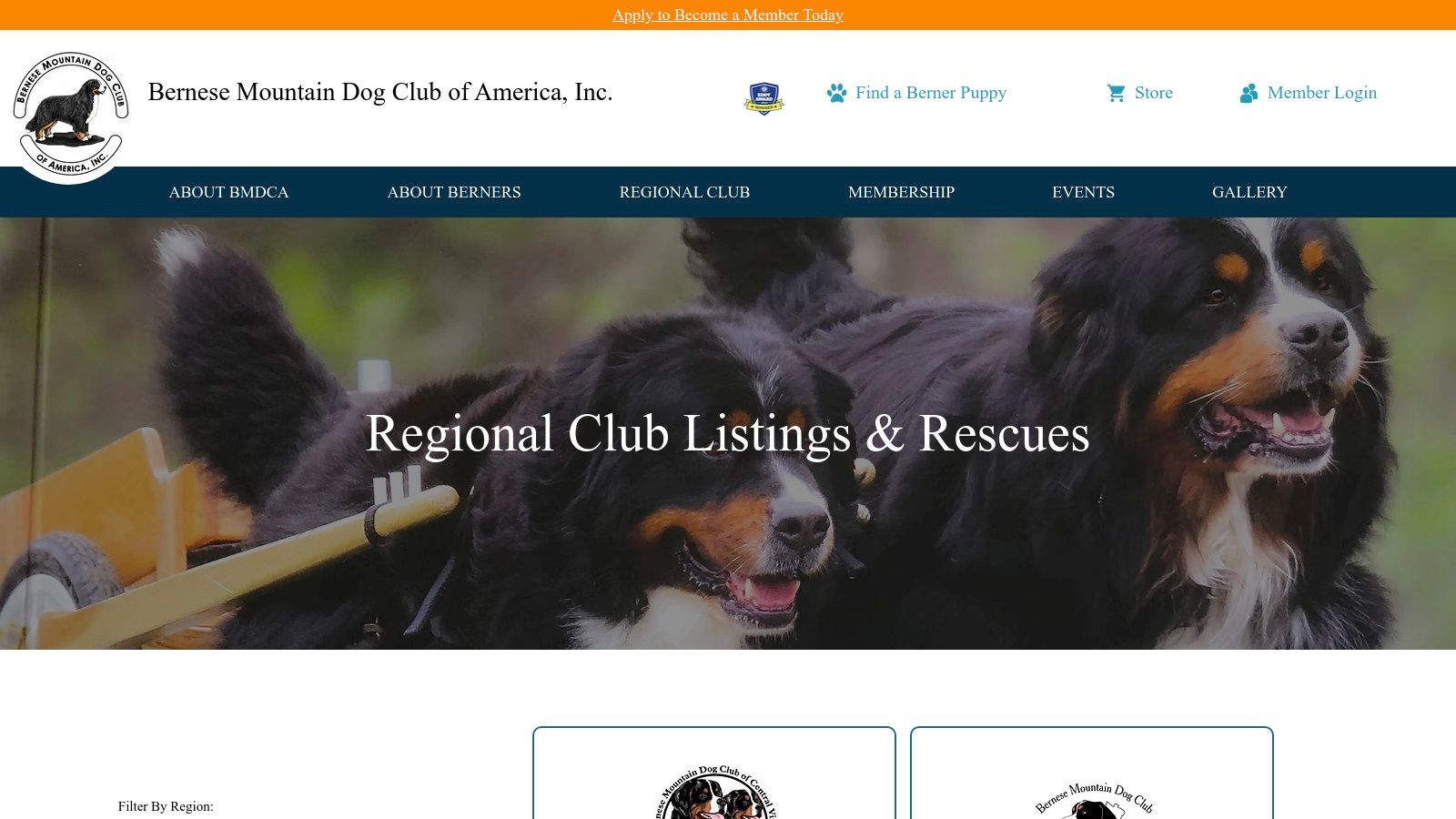 BMDCA Regional Club Listings & Rescues (official directory)